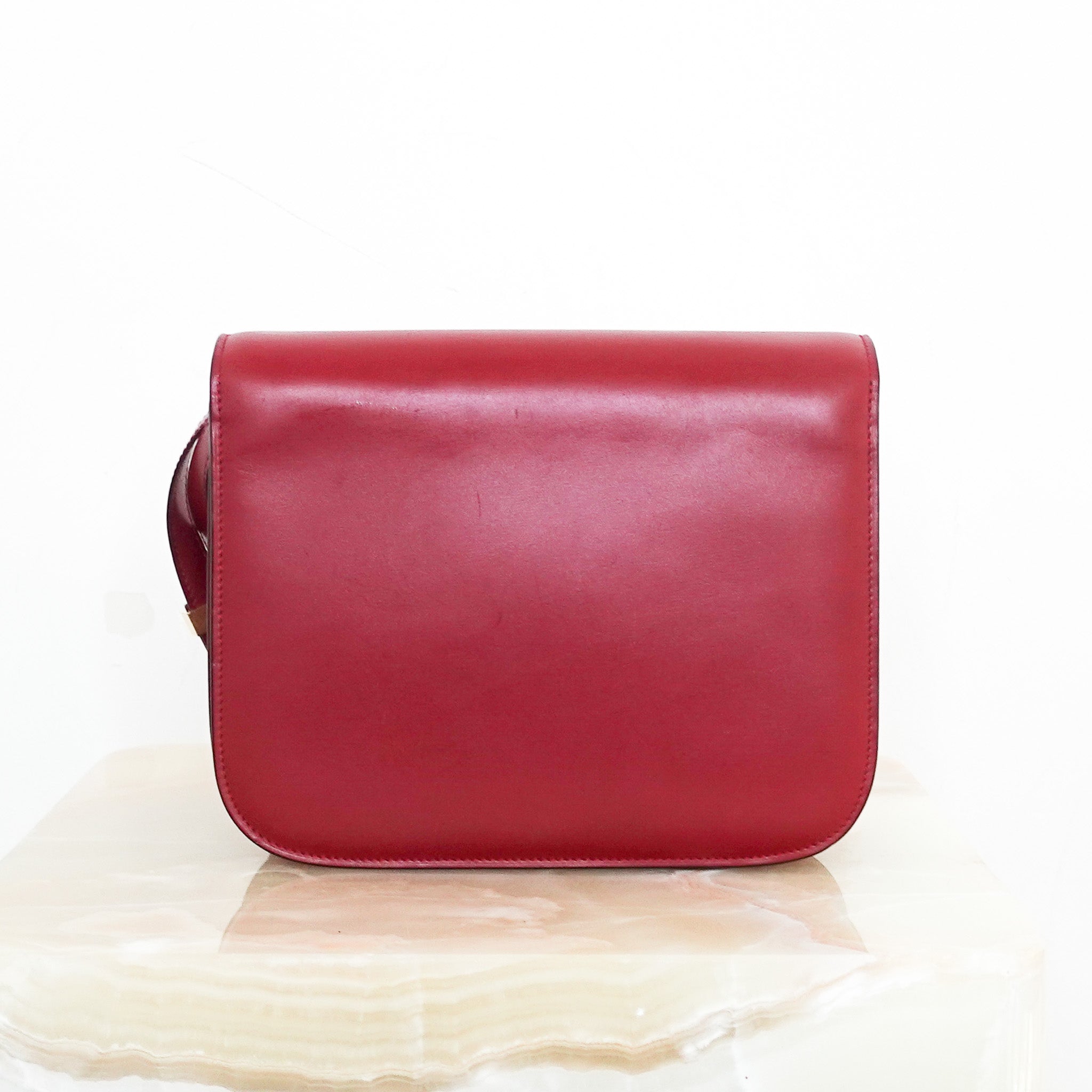 Red leather medium box bag RRP £4.5K