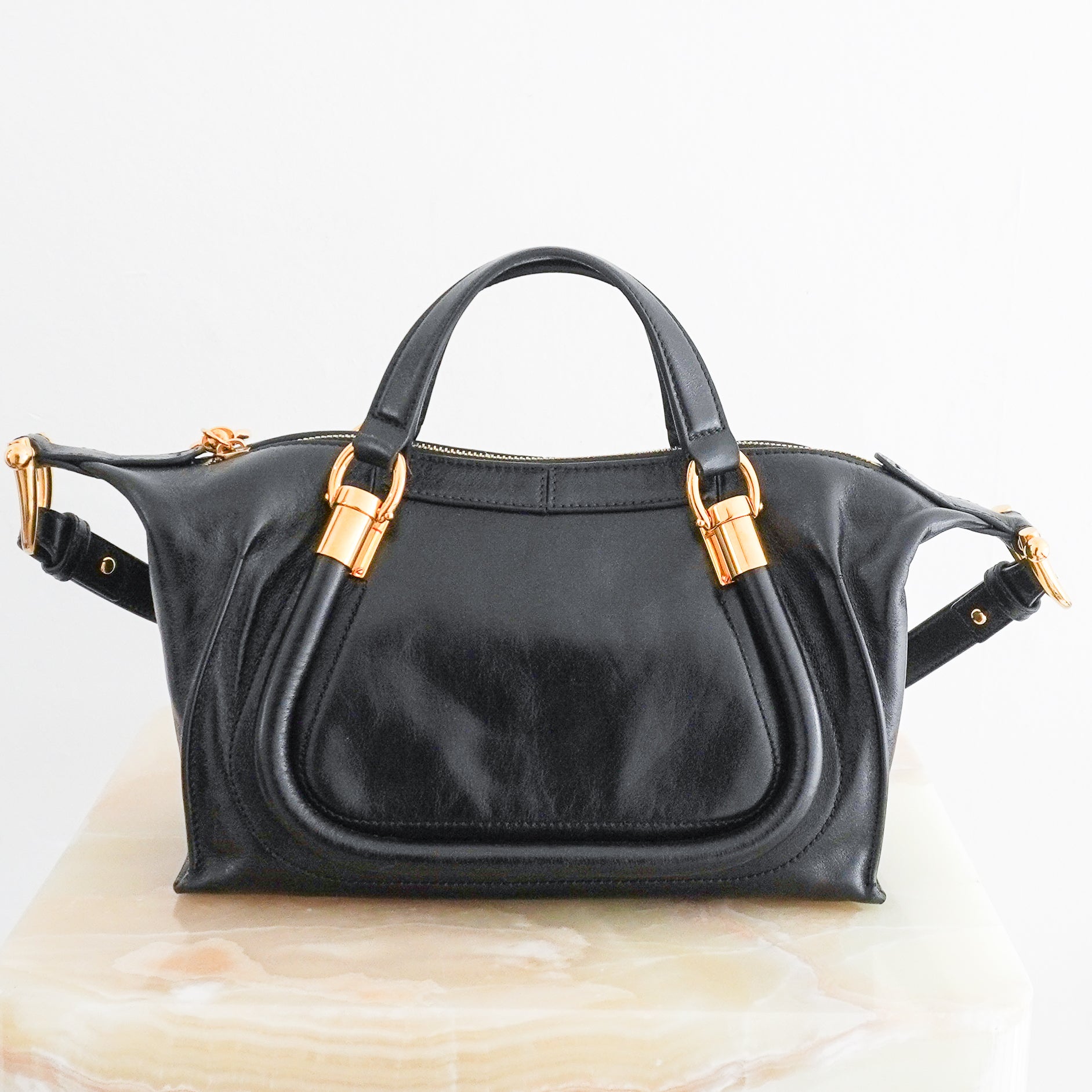 Chloé Black Small Paraty 24 Tote Bag in Calfskin Leather (RRP £1130) | Authentic Preloved - Reloved Again