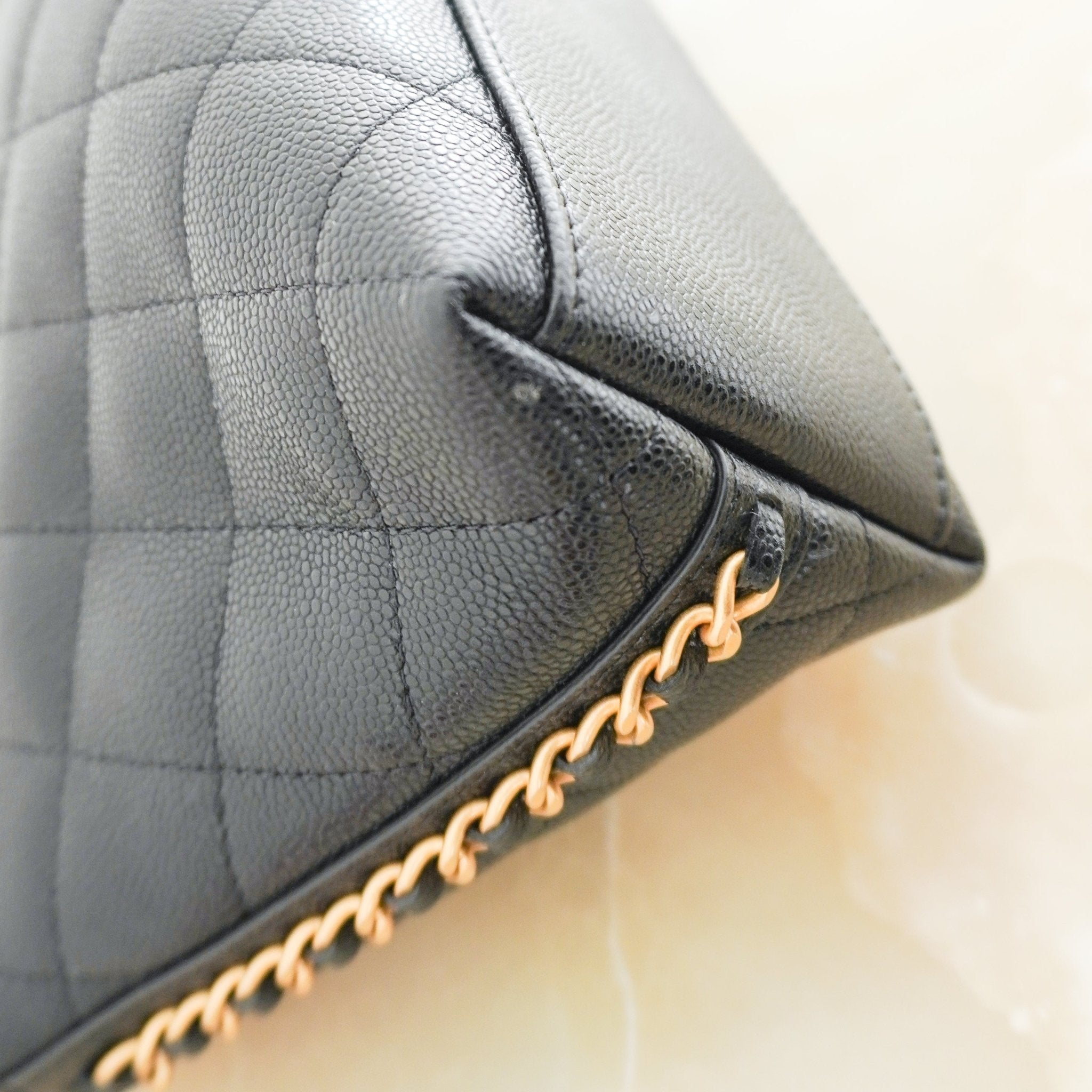 Chanel Black Caviar Leather Cosmetic Vanity Case RRP £1400 | Authentic Preloved - Reloved Again