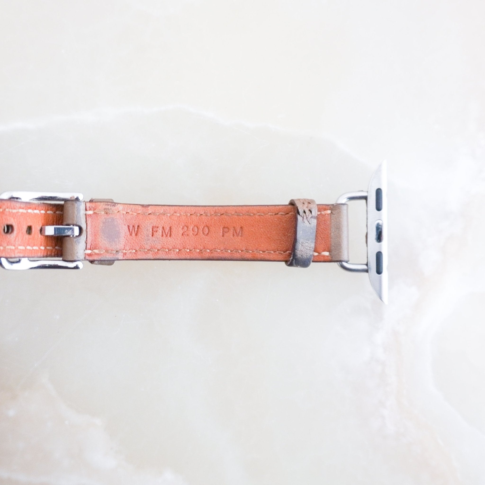 Hermès Double Tour Etoupe Swift Leather Apple Watch Strap RRP £659 | Authentic Preloved - Reloved Again