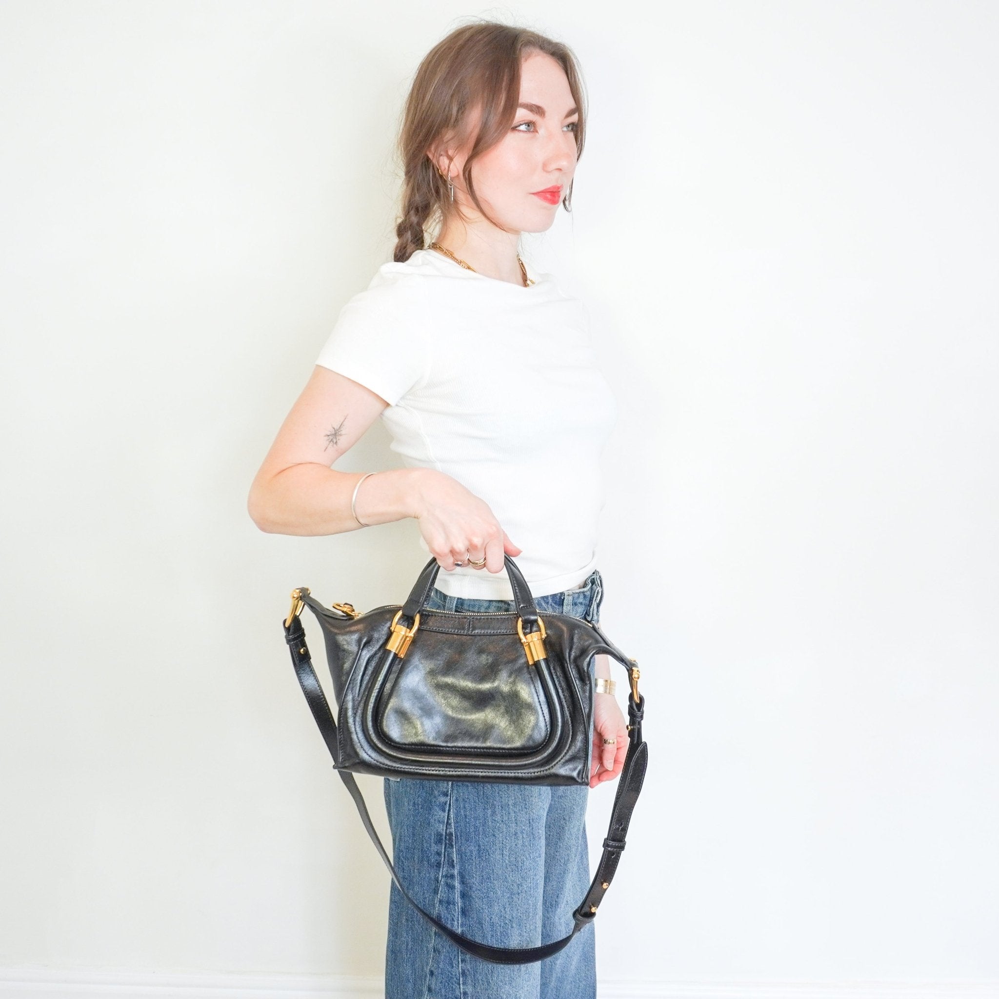 Chloé Black Small Paraty 24 Tote Bag in Calfskin Leather (RRP £1130) | Authentic Preloved - Reloved Again