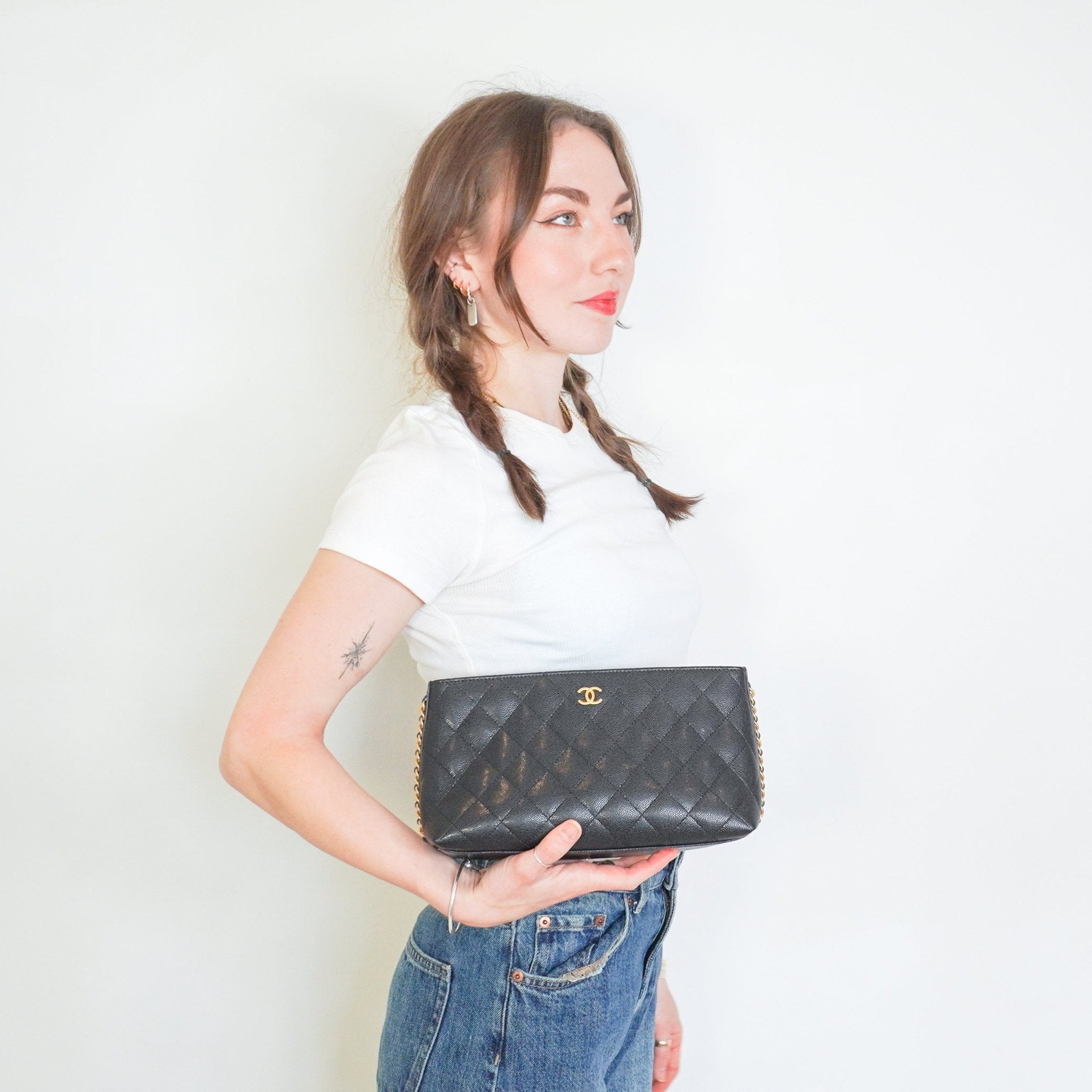Chanel Black Caviar Leather Cosmetic Vanity Case RRP £1400 | Authentic Preloved - Reloved Again