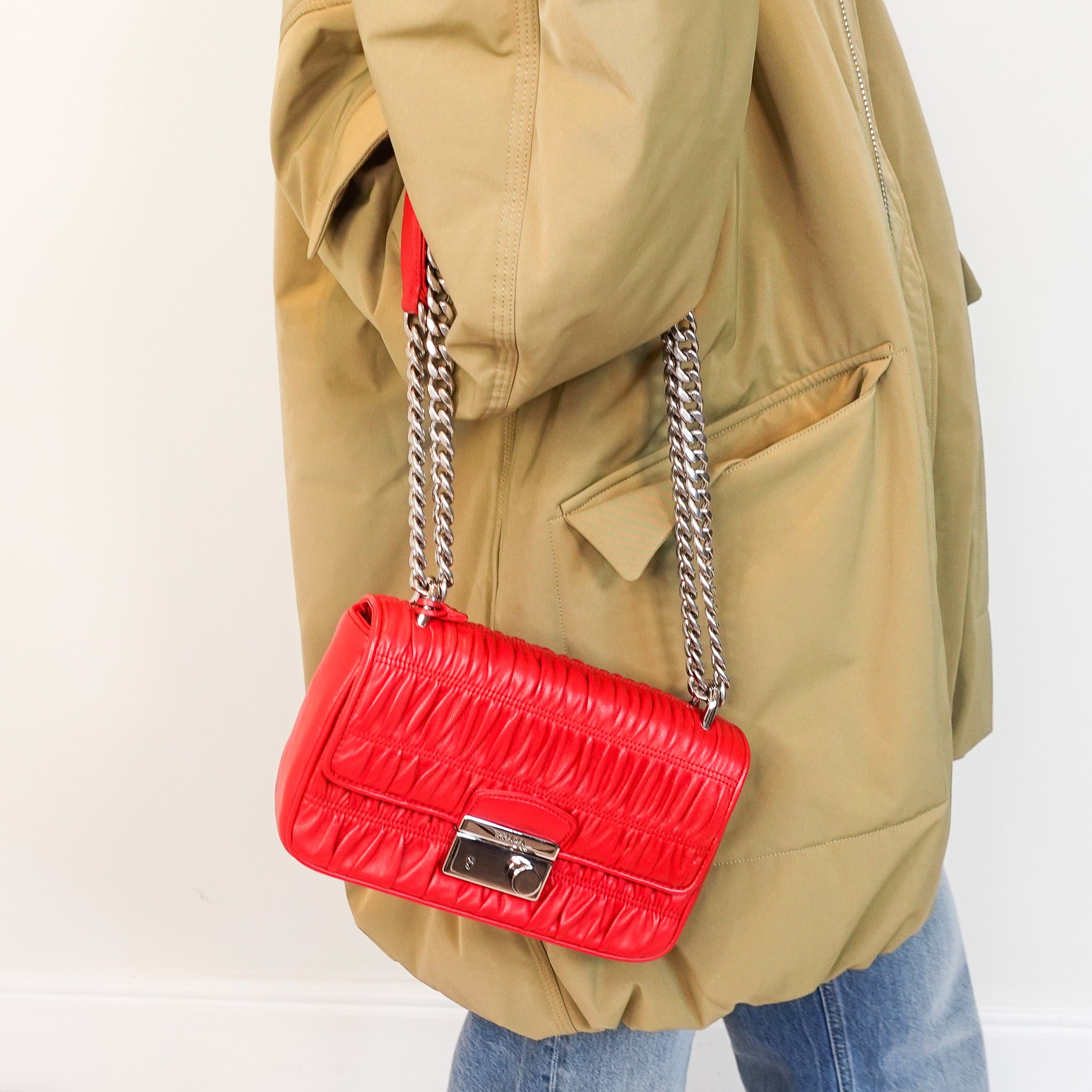 Red crossbody gaufre crossbody bag RRP £1k