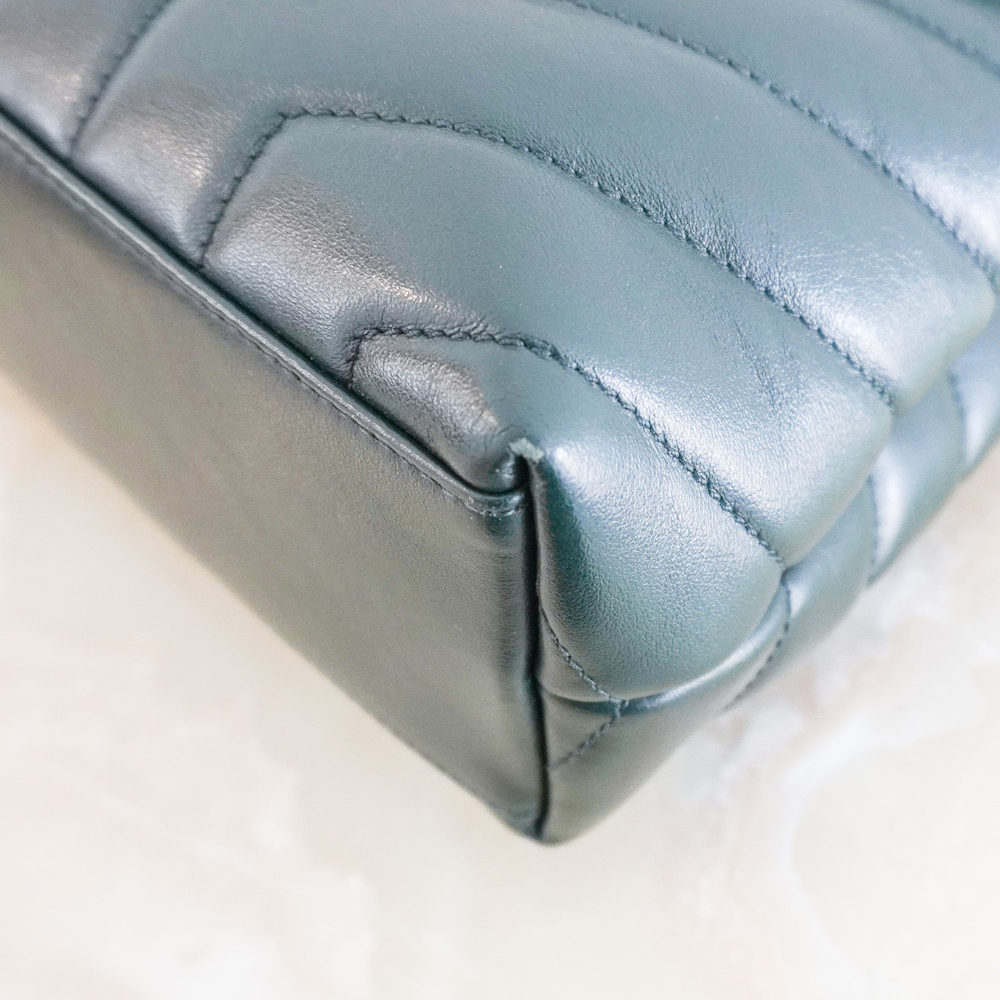 Saint Laurent Small Loulou Chain Bag in Forest Green Matelassé Leather (RRP £2090) | Authentic Preloved - Reloved Again
