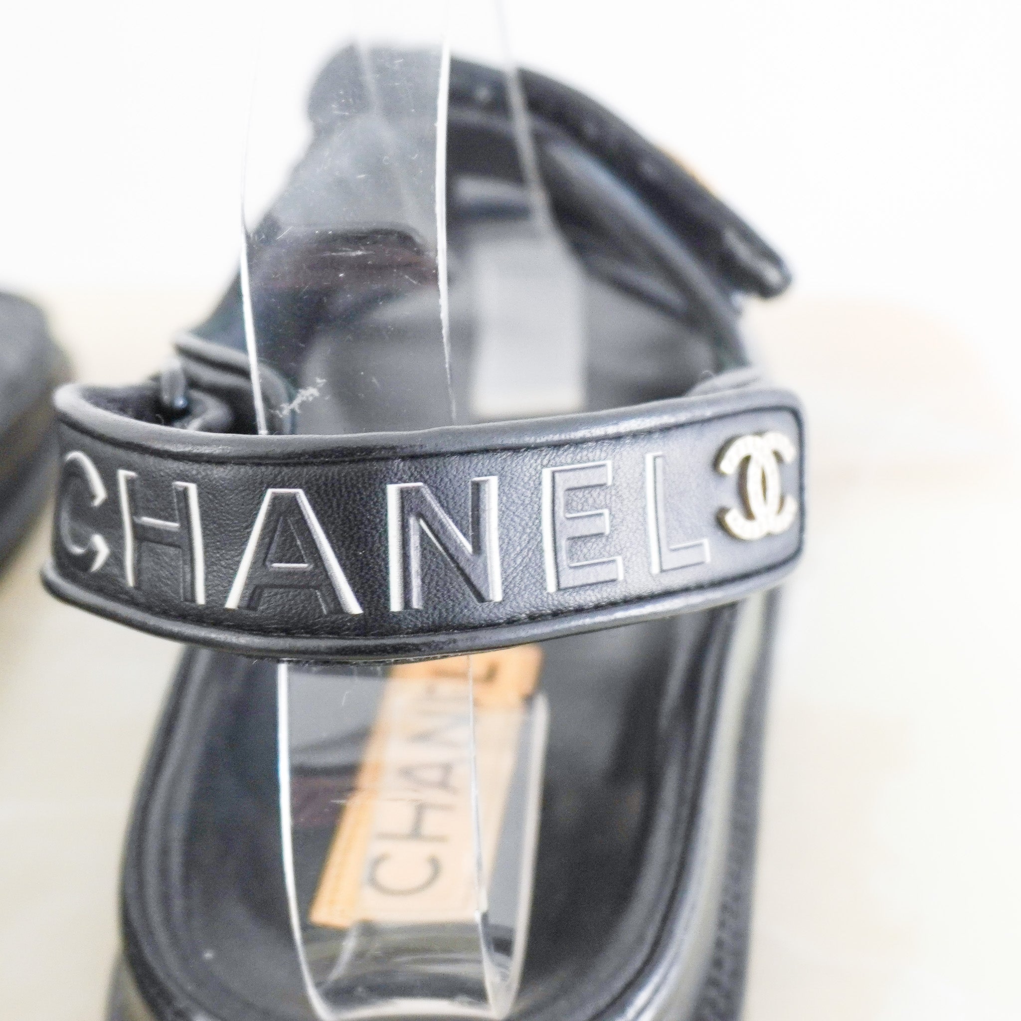 Chanel Black CC Leather Dad Sandals (RRP £1000) | Authentic Preloved - Reloved Again