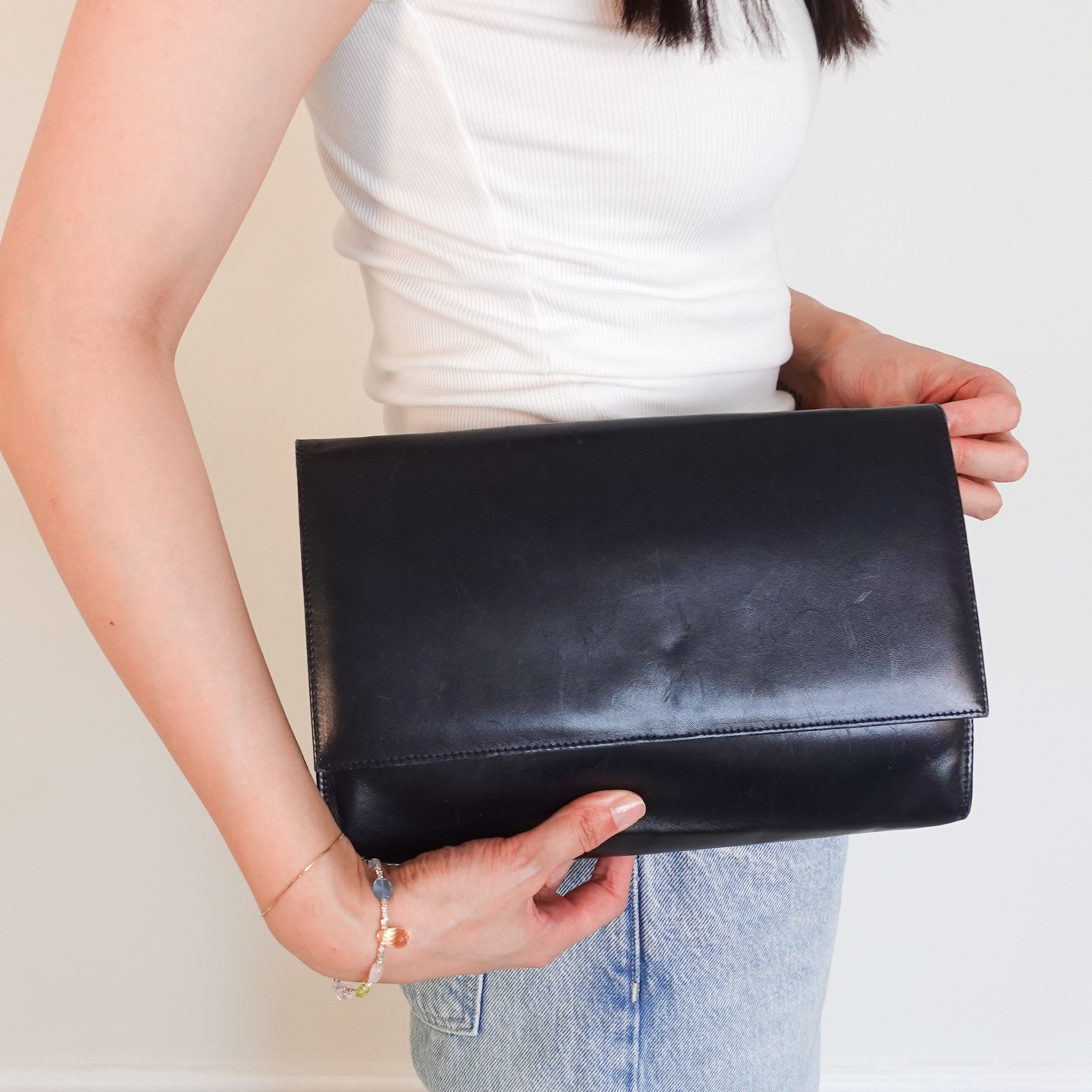 Smooth leather clutch