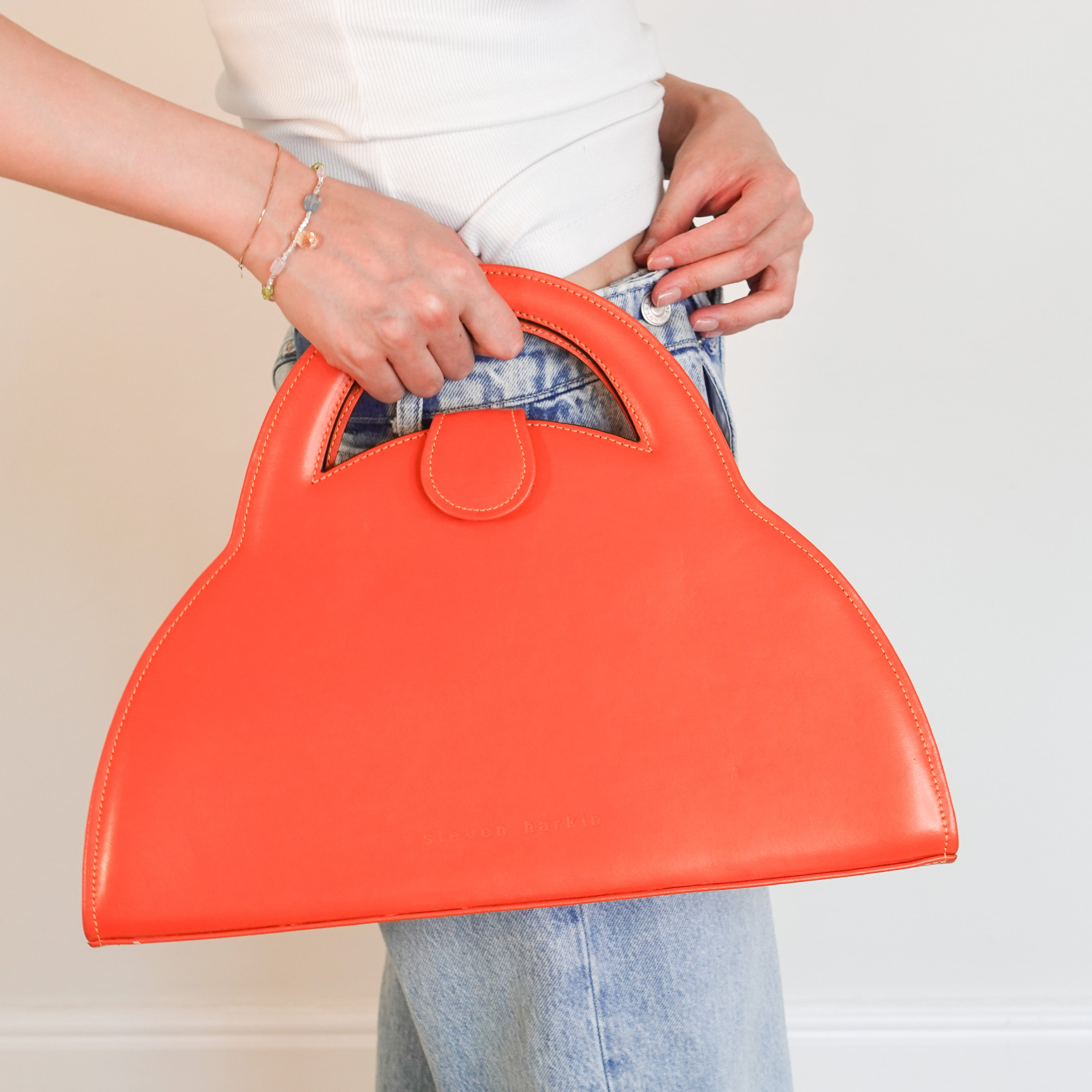 Orange The Babs structured handbag