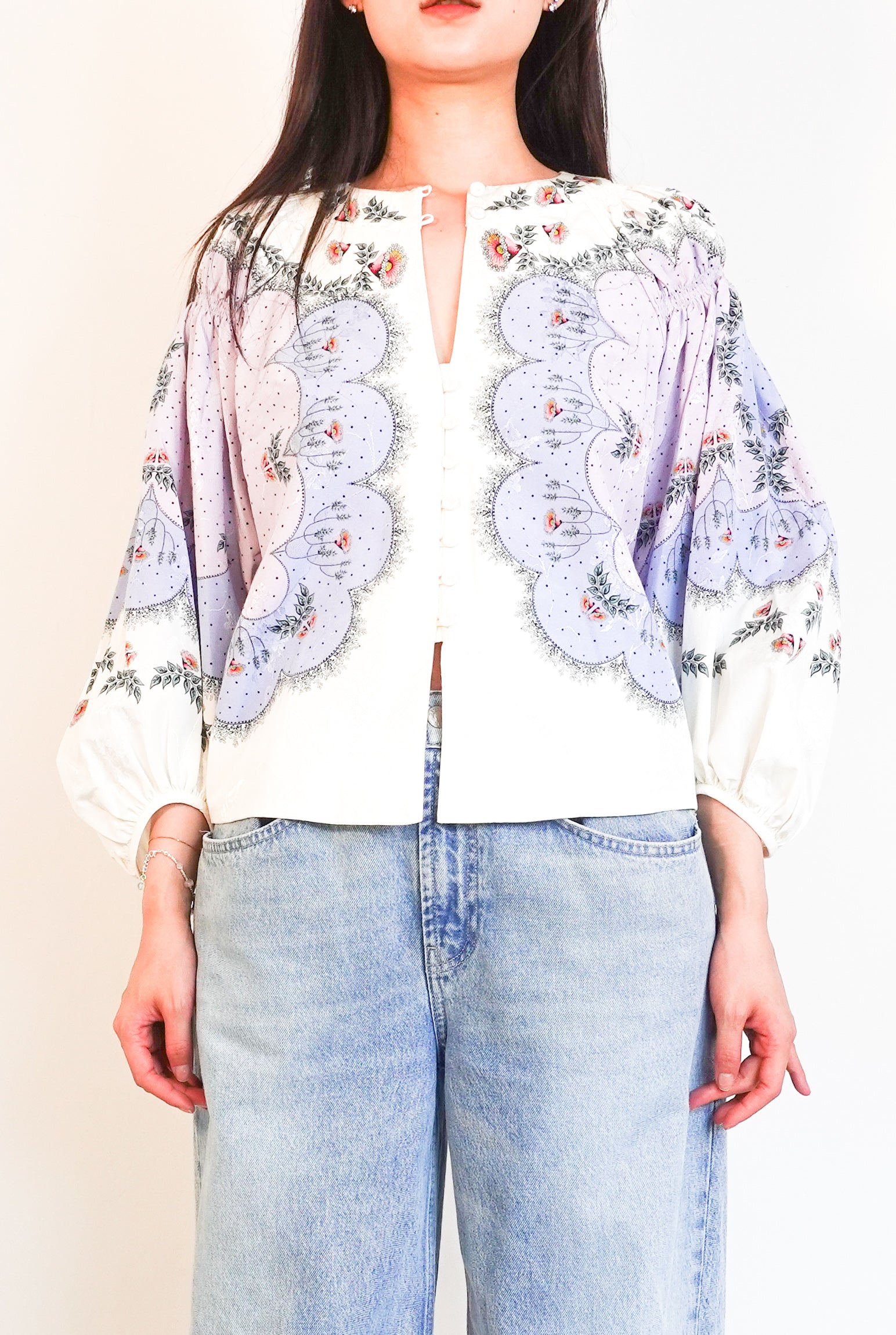 Jacquard cotton blouse