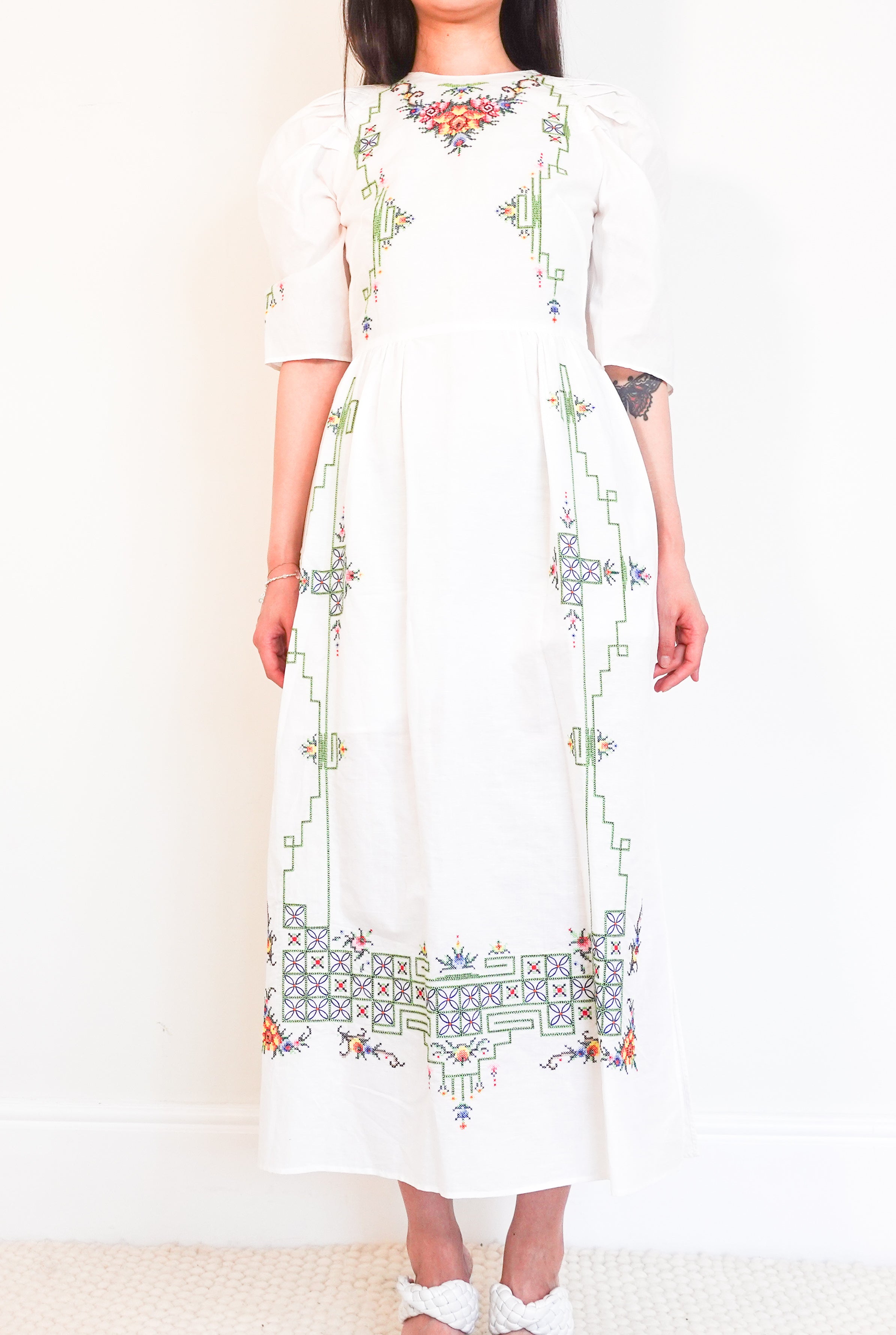 Embroidered cotton midi dress RRP £750