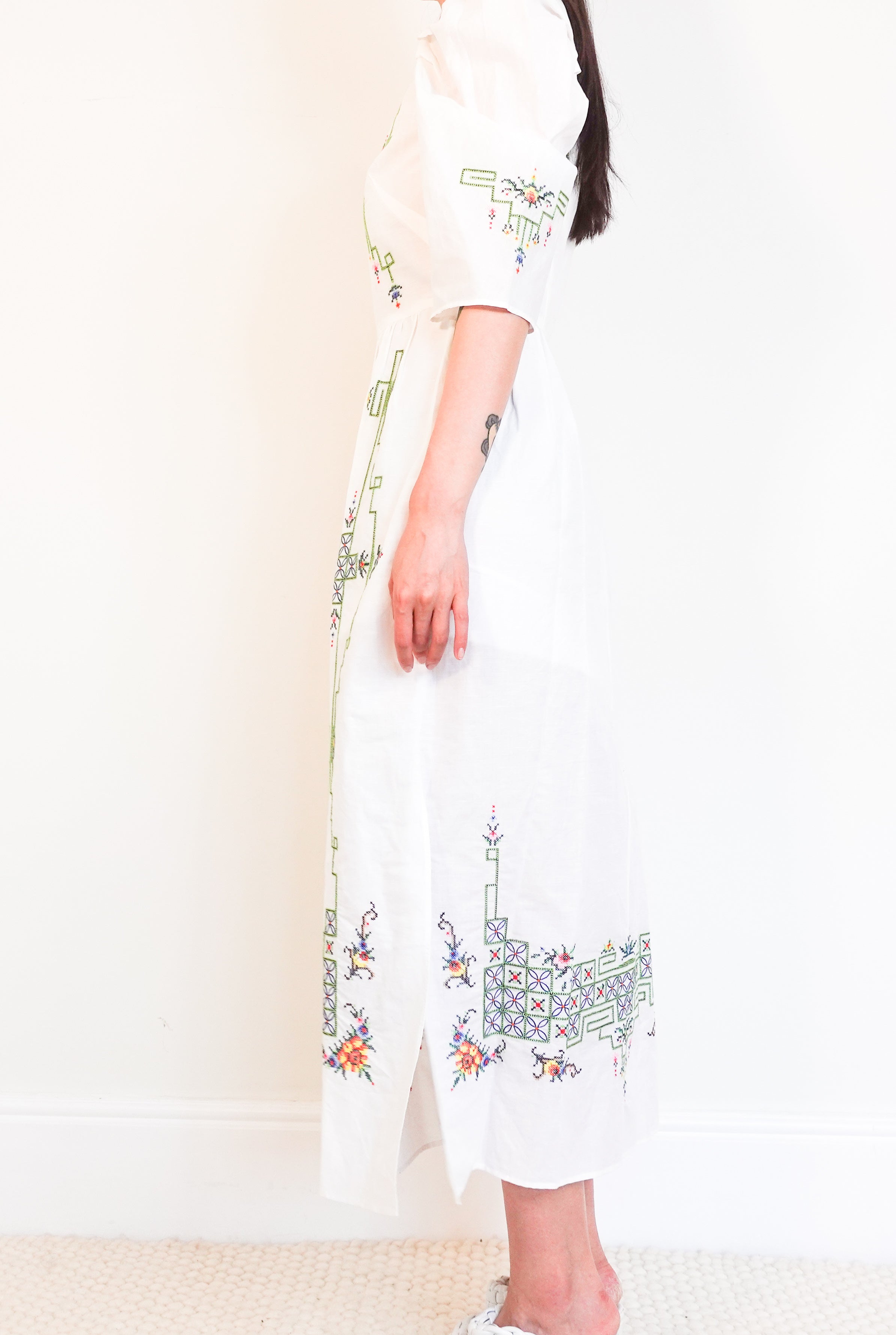 Embroidered cotton midi dress RRP £750