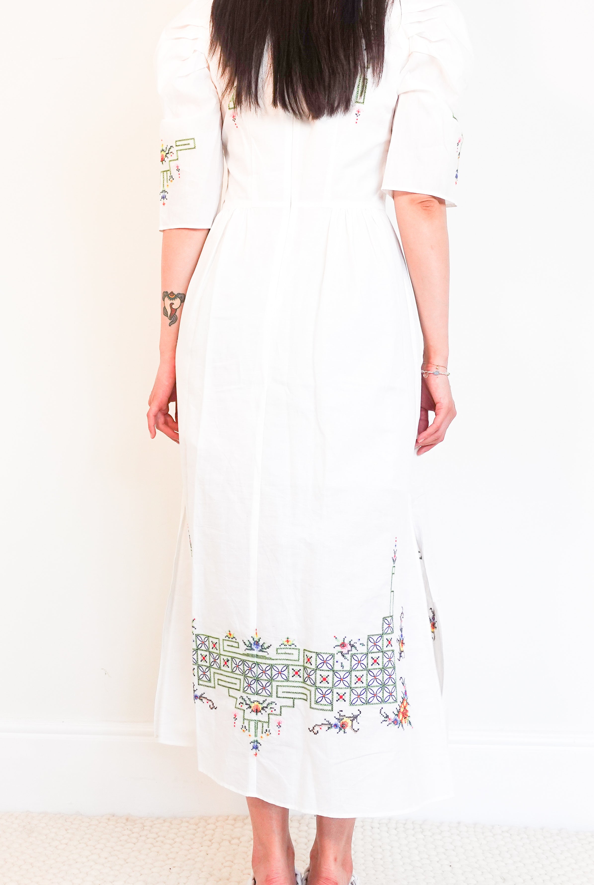 Embroidered cotton midi dress RRP £750