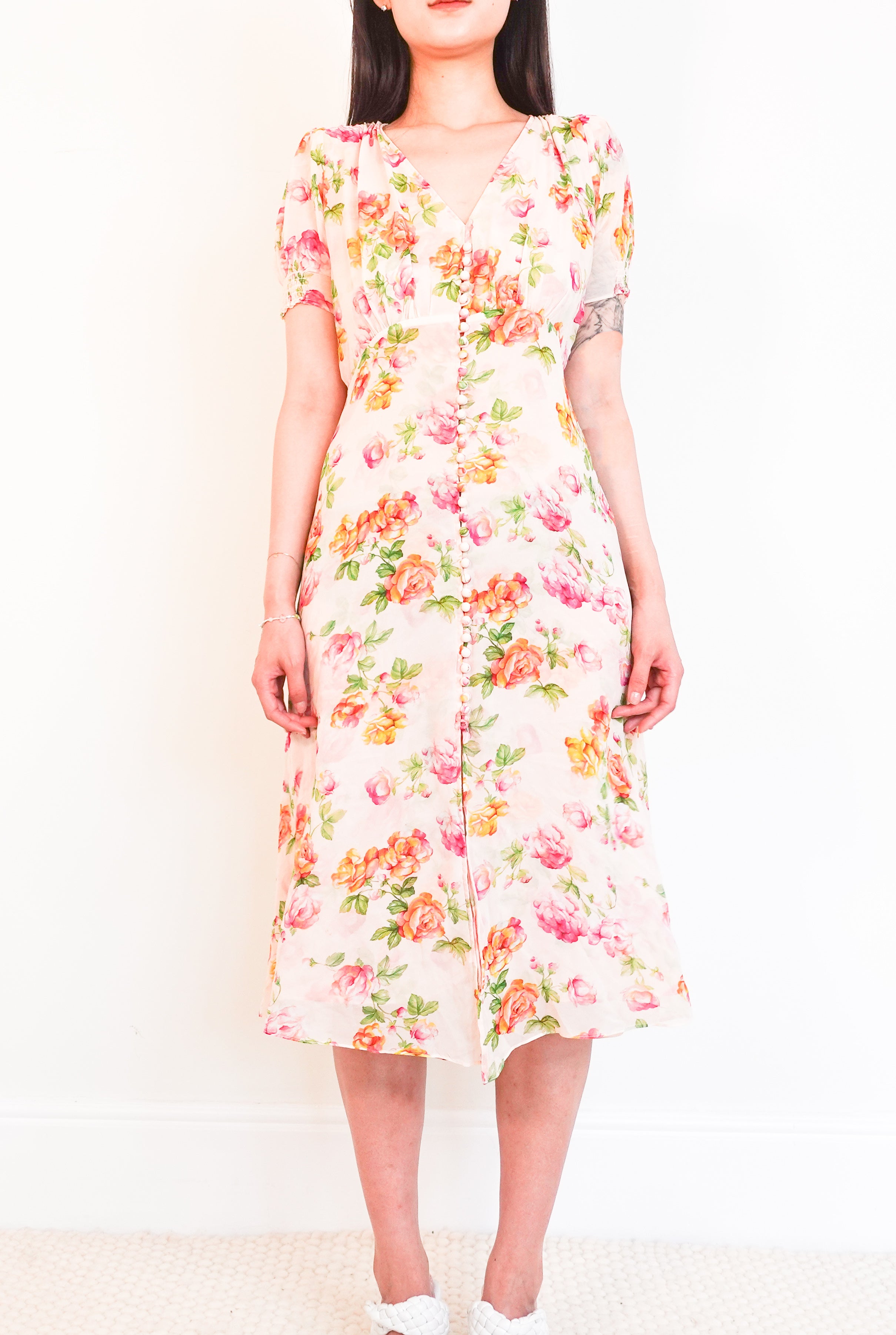 Floral silk midi dress RRP £350