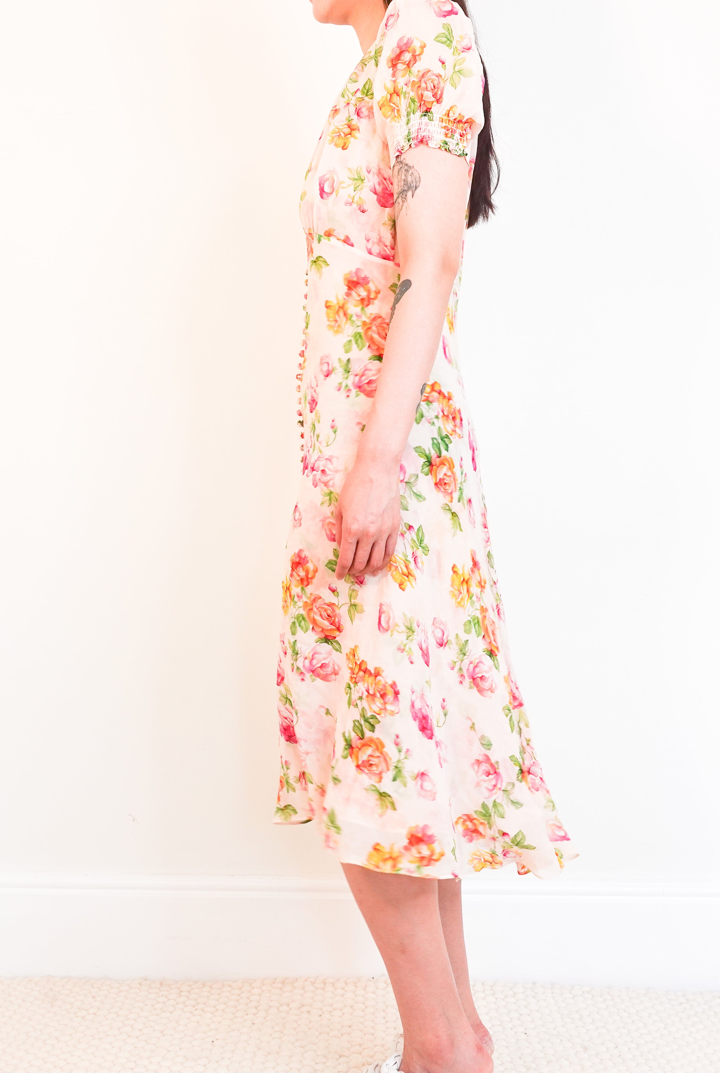 Floral silk midi dress RRP £350