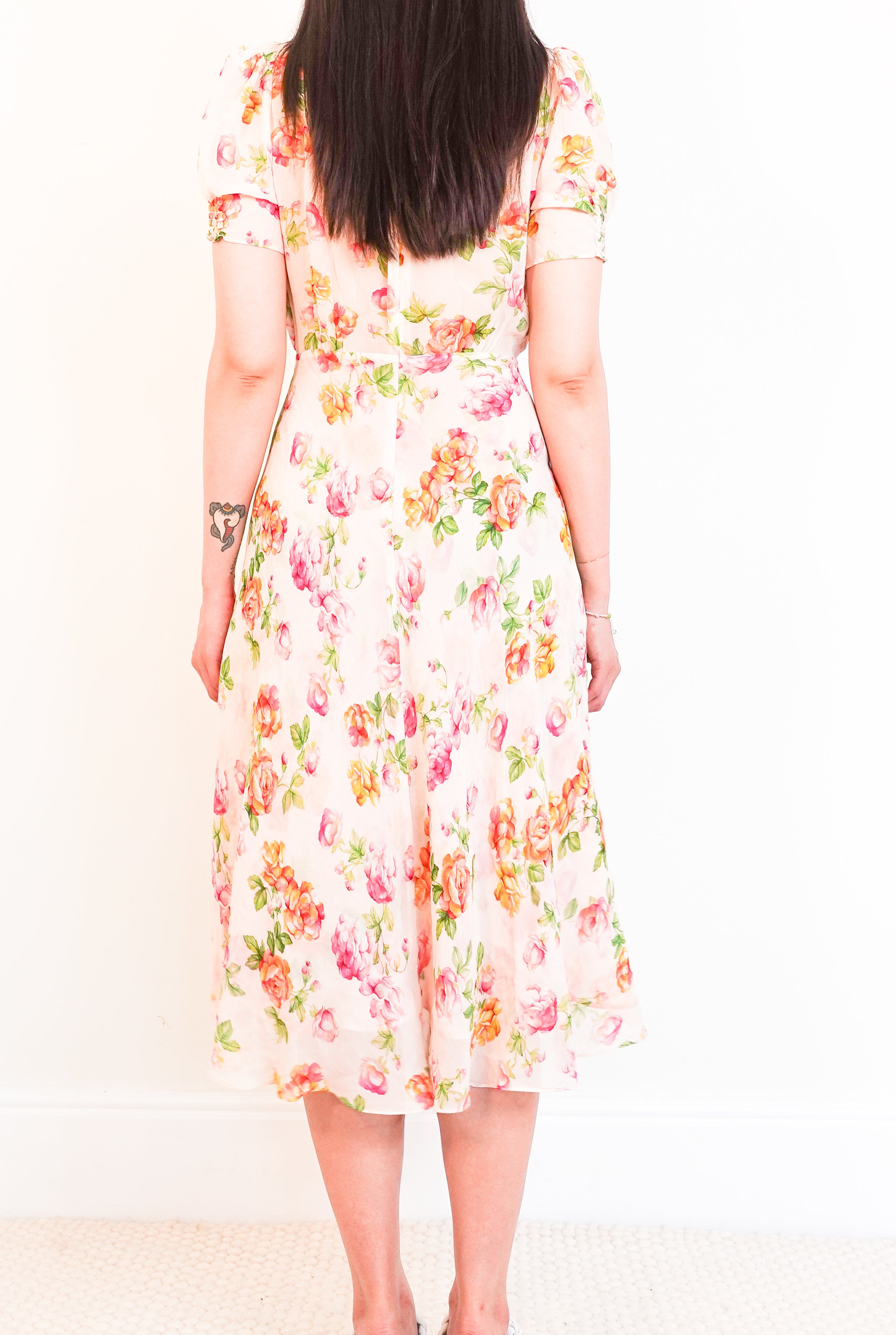 Floral silk midi dress RRP £350