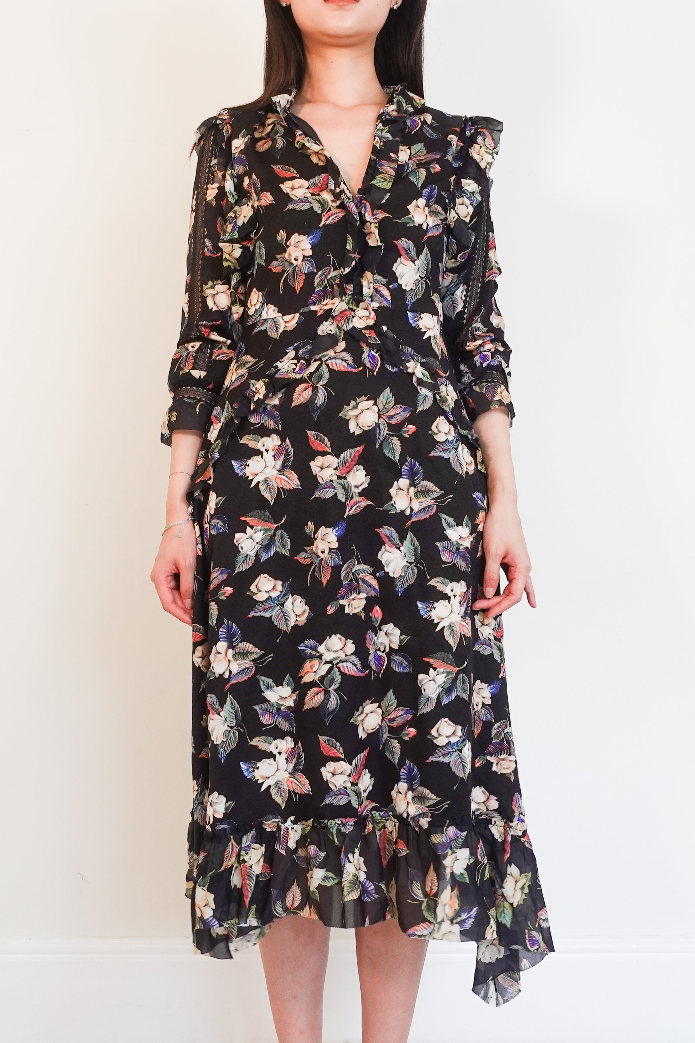 Black floral midi dress RRP £750