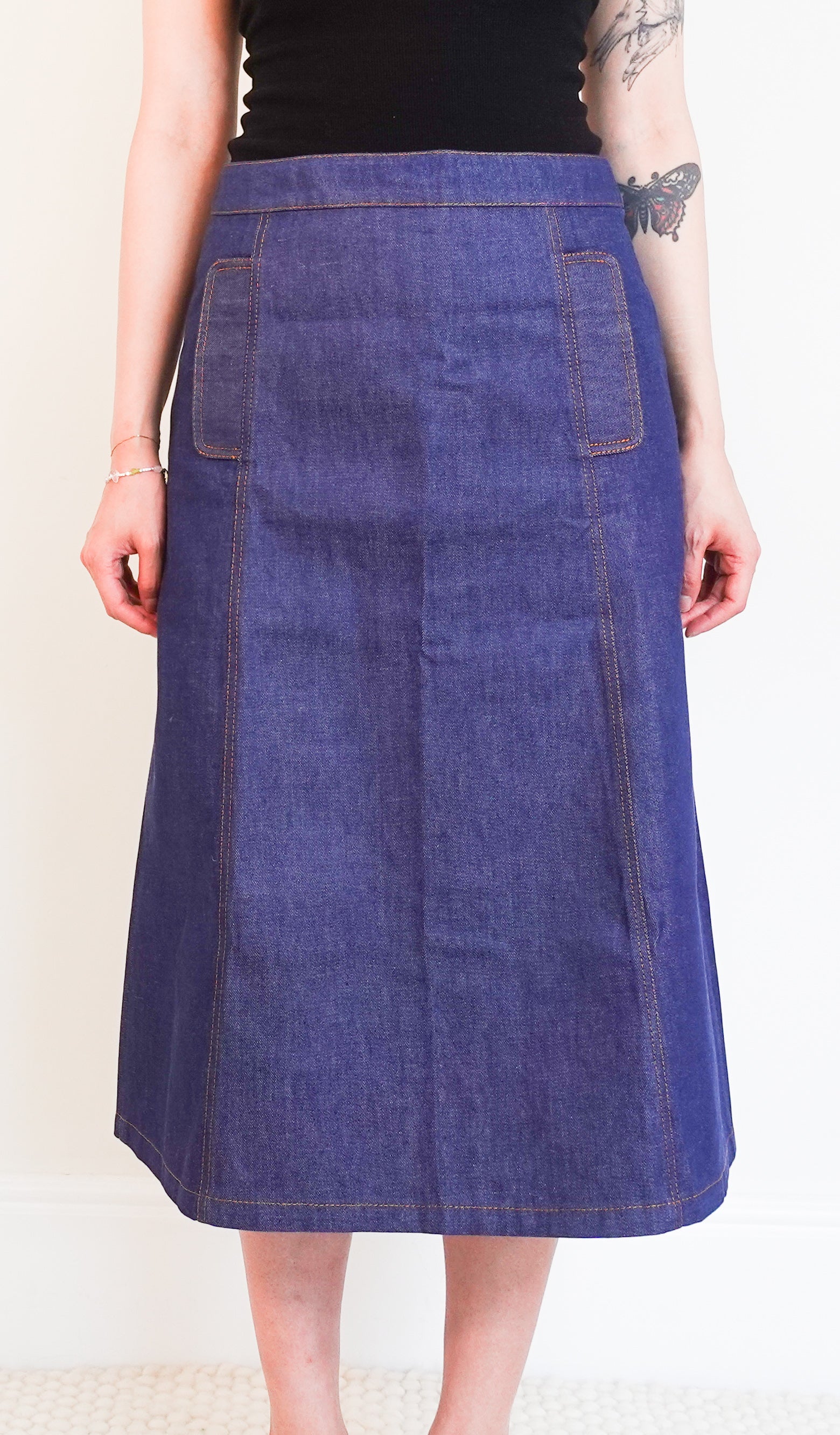 Denim midi skirt