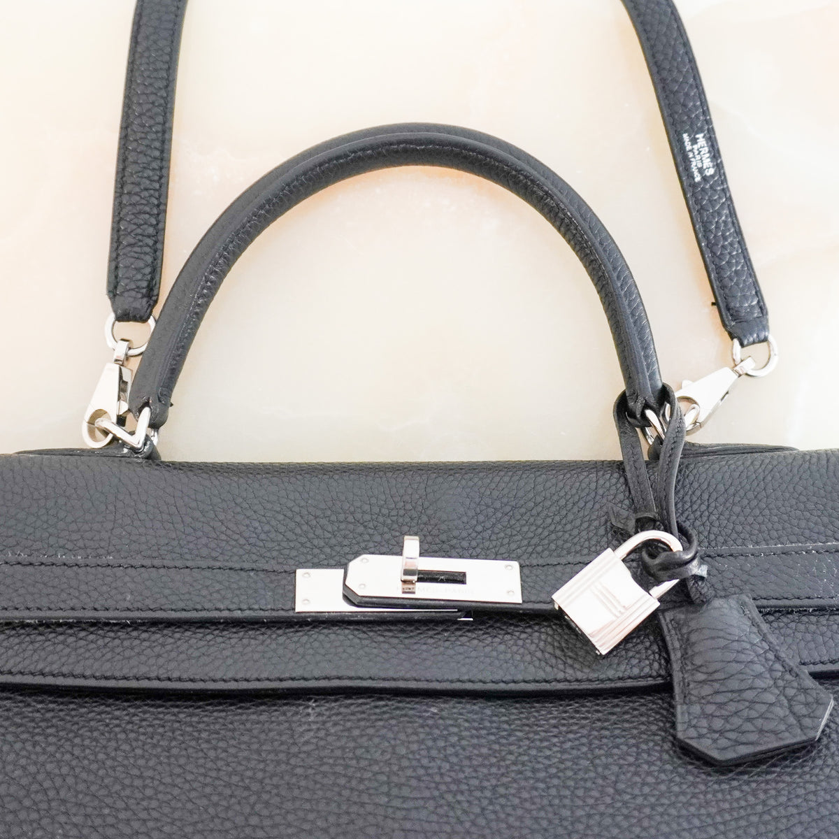 Hermès Kelly 35 Bag (2006) in Noir Togo Leather and Palladium Hardware | Authentic Preloved