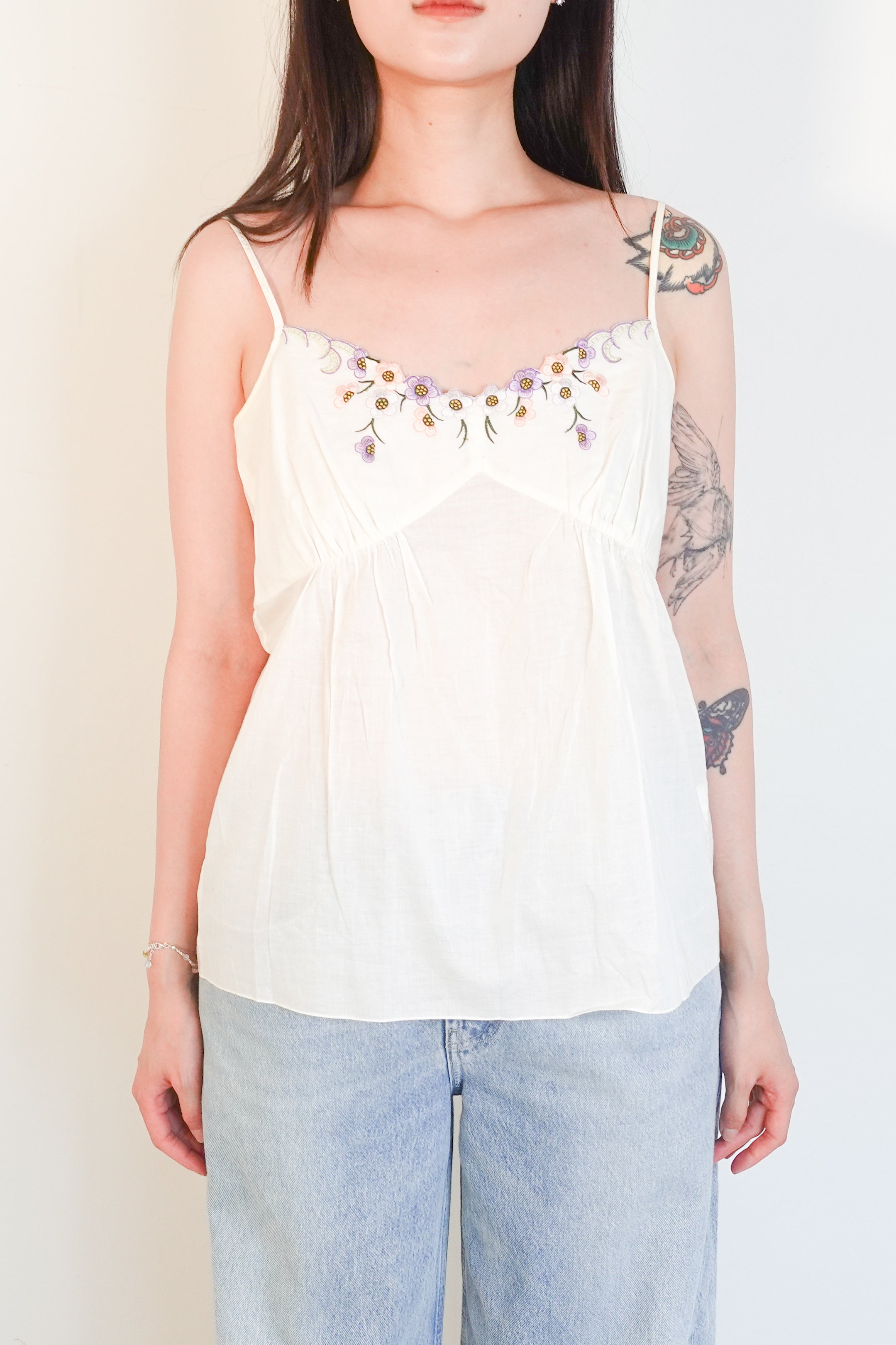 Cream embroidered camisole