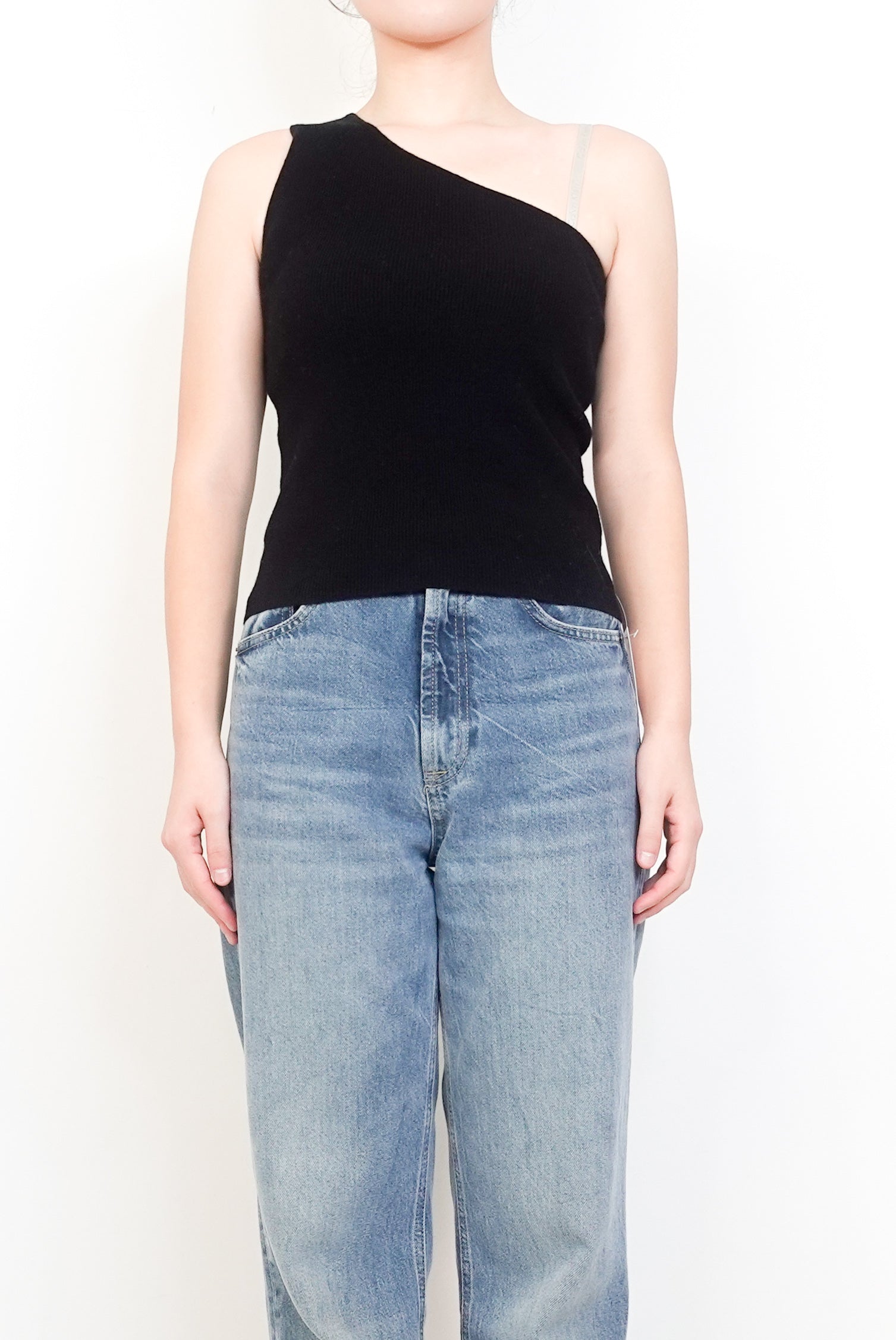 Wool Black one shoulder Top RRP £150