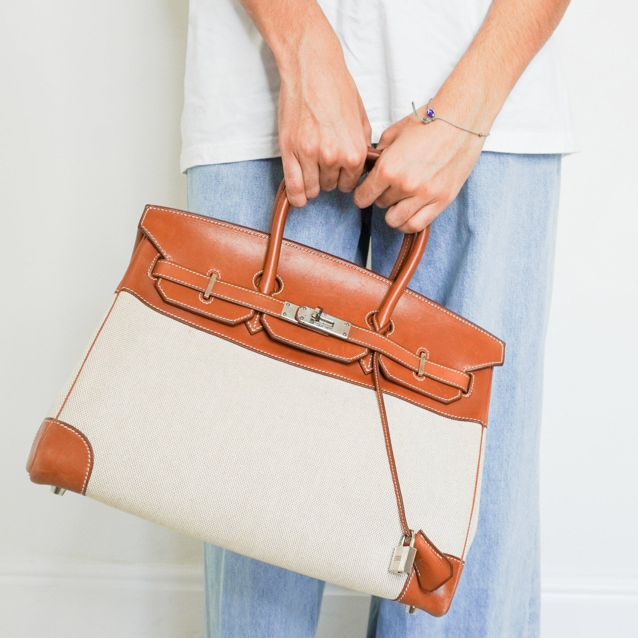 Hermès Birkin 35 Fauve Barenia Toile H Canvas Palladium Hardware Bag | Authentic Preloved - Reloved Again