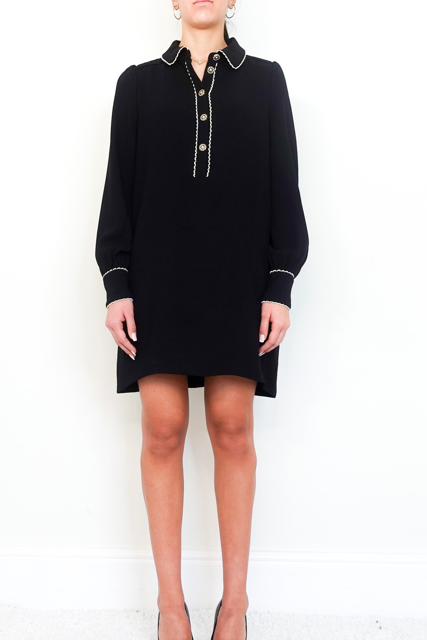 Black button midi dress RRP £200