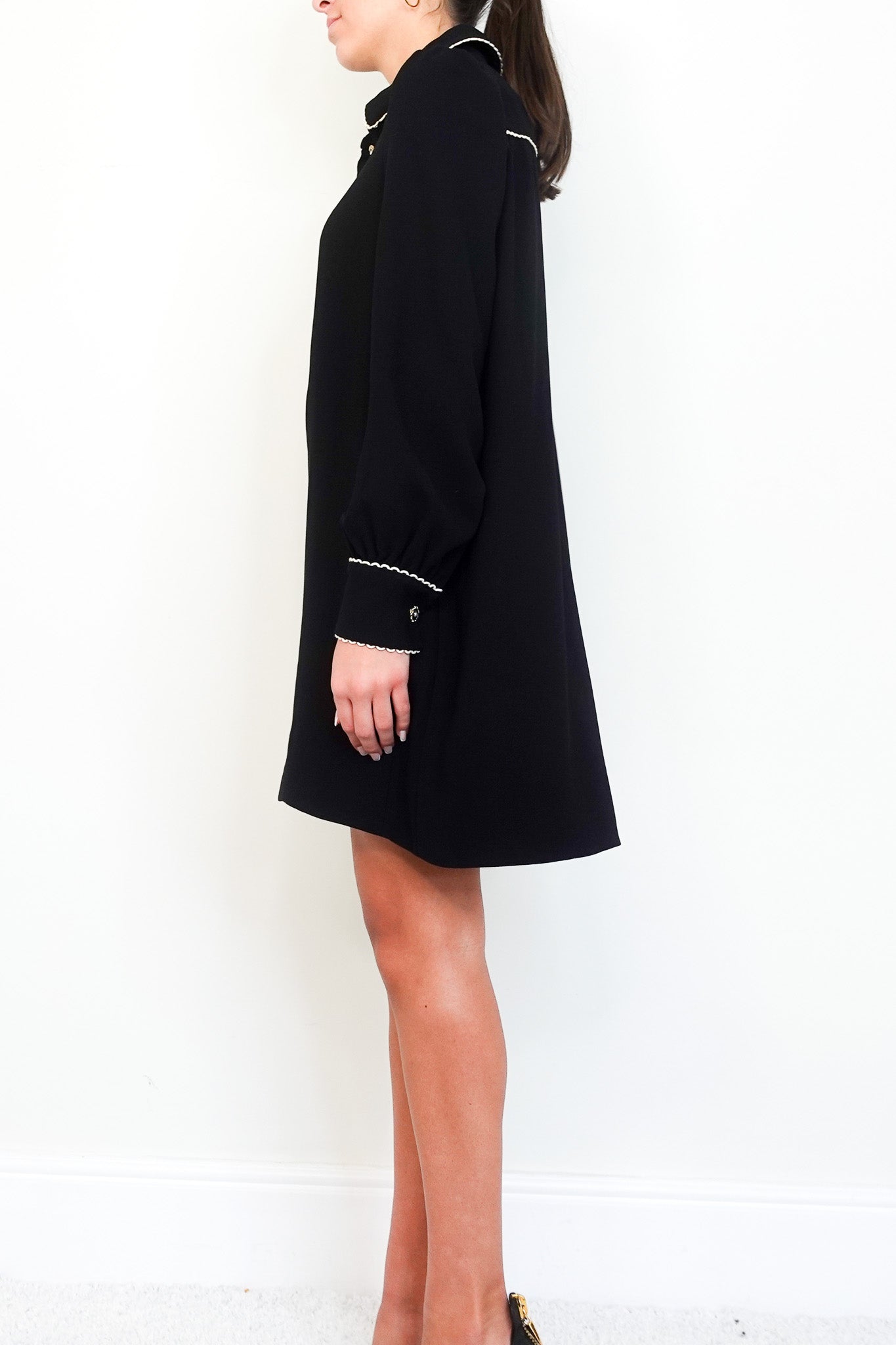 Black button midi dress RRP £200