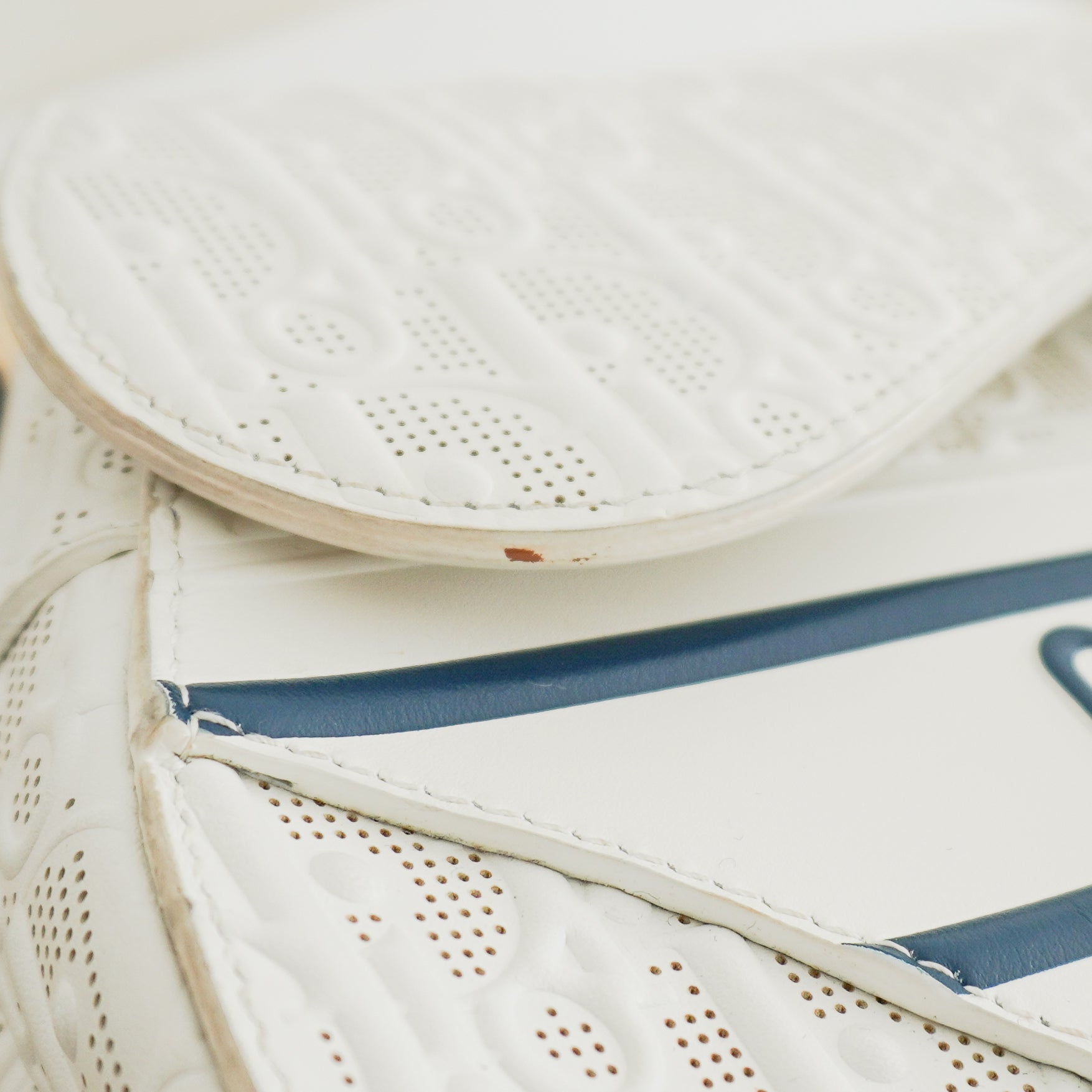 Dior White Perforated Oblique Saddle Bag with Strap (RRP £3500) | Authentic Preloved