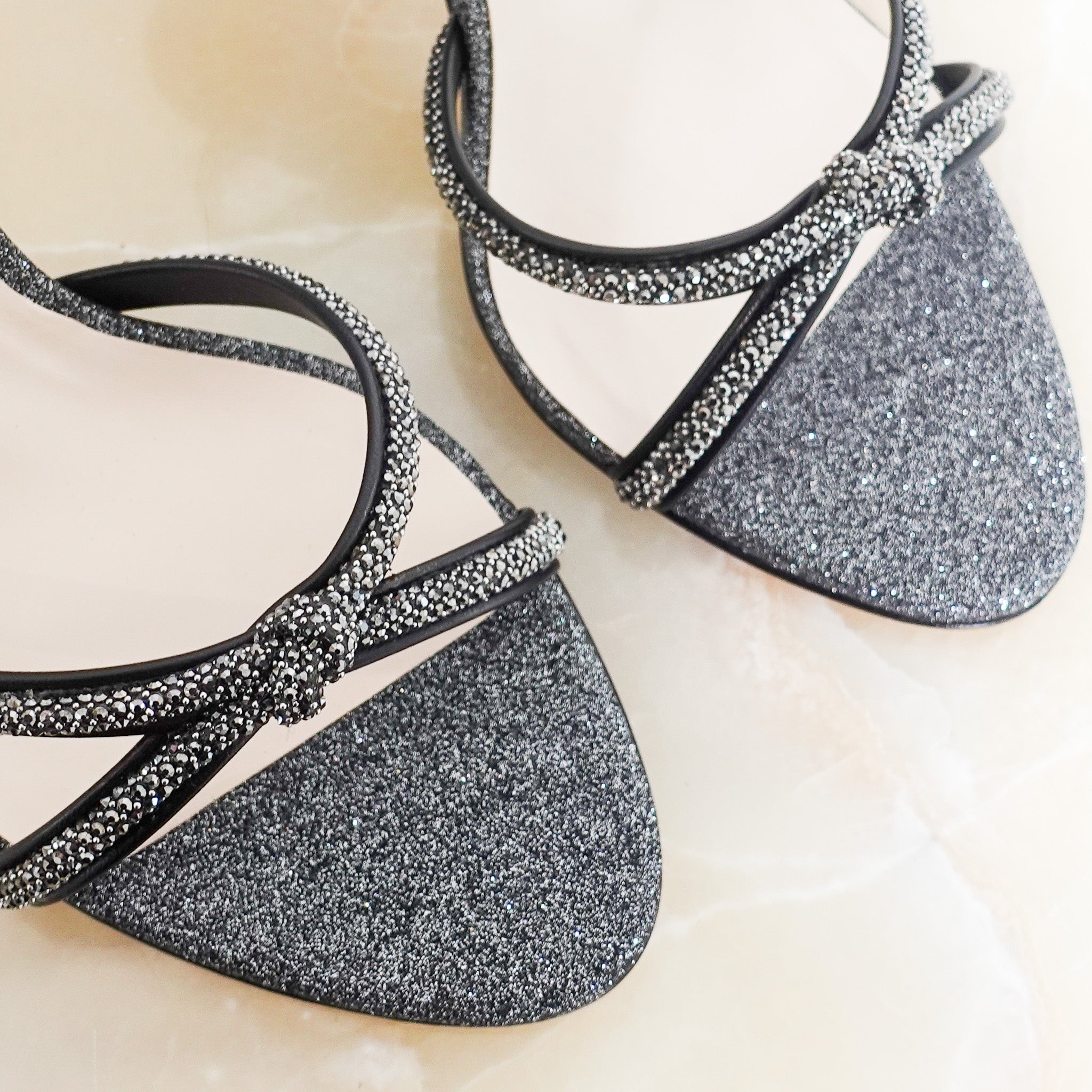 NEW Black glitter sandals RRP £125