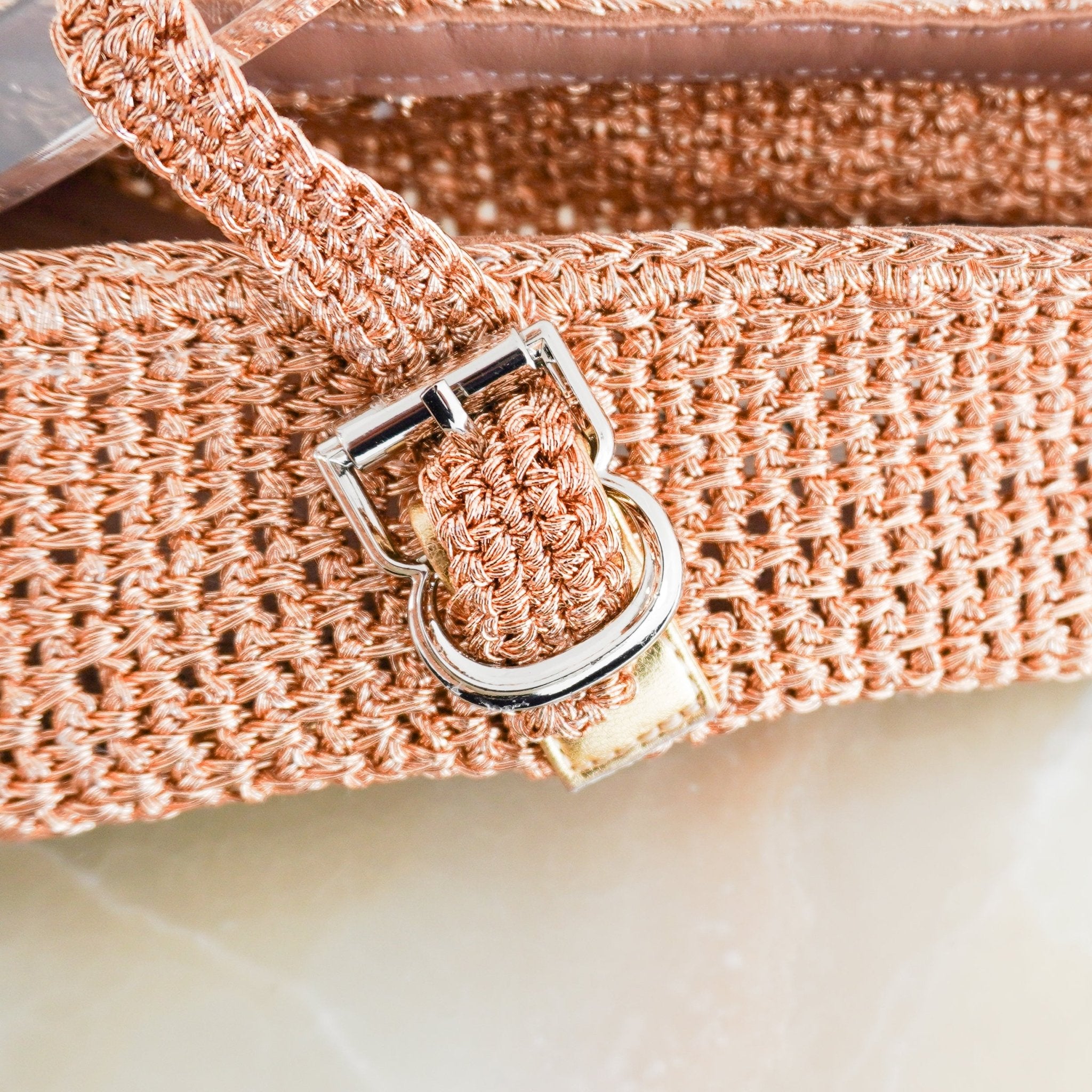 Alaïa Rose Gold Woven Raffia Flats RRP £1190 | Authentic Preloved - Reloved Again
