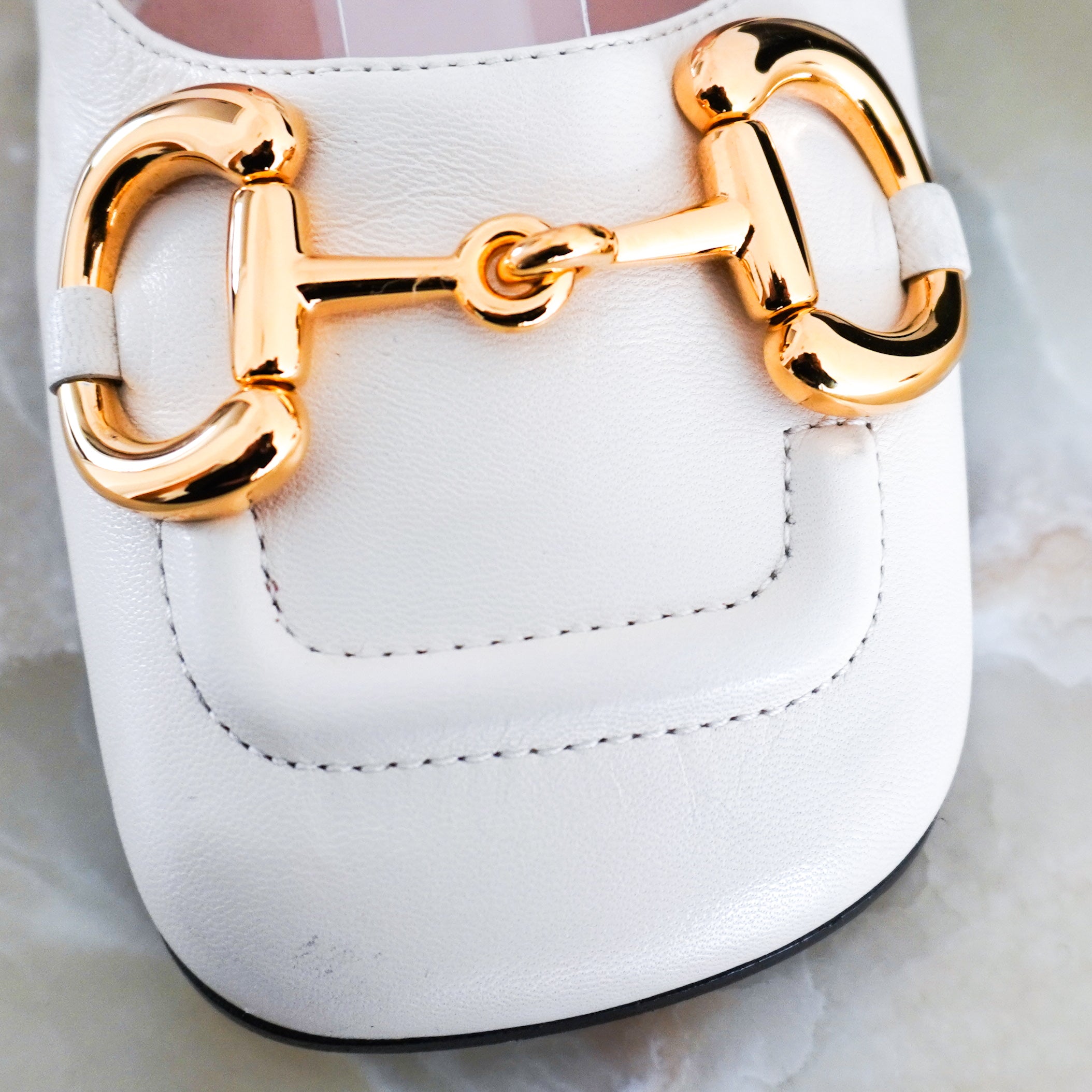 Gucci Marmont White Block Slingback Heels RRP £720 | Authentic Preloved