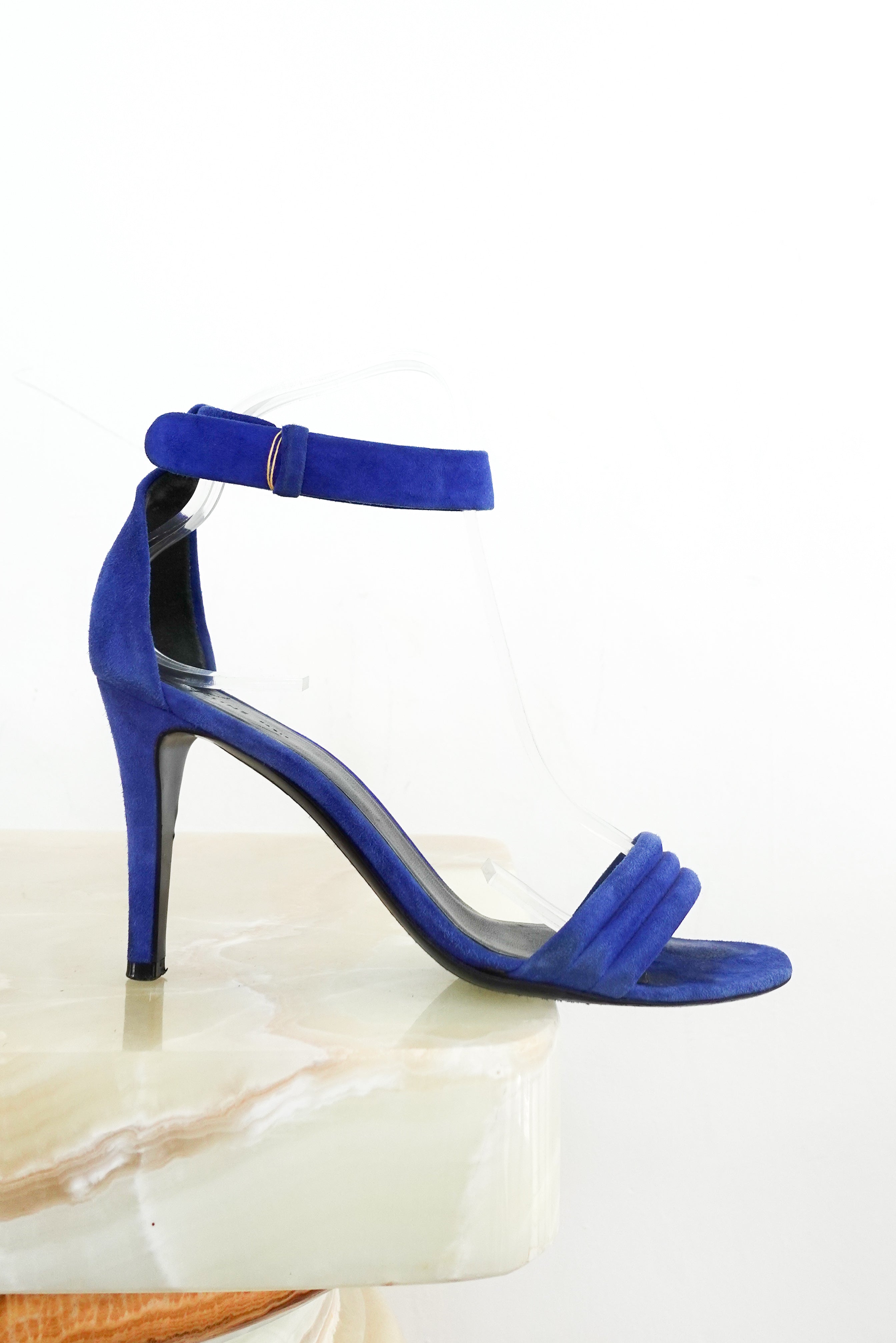 Blue suede sandals