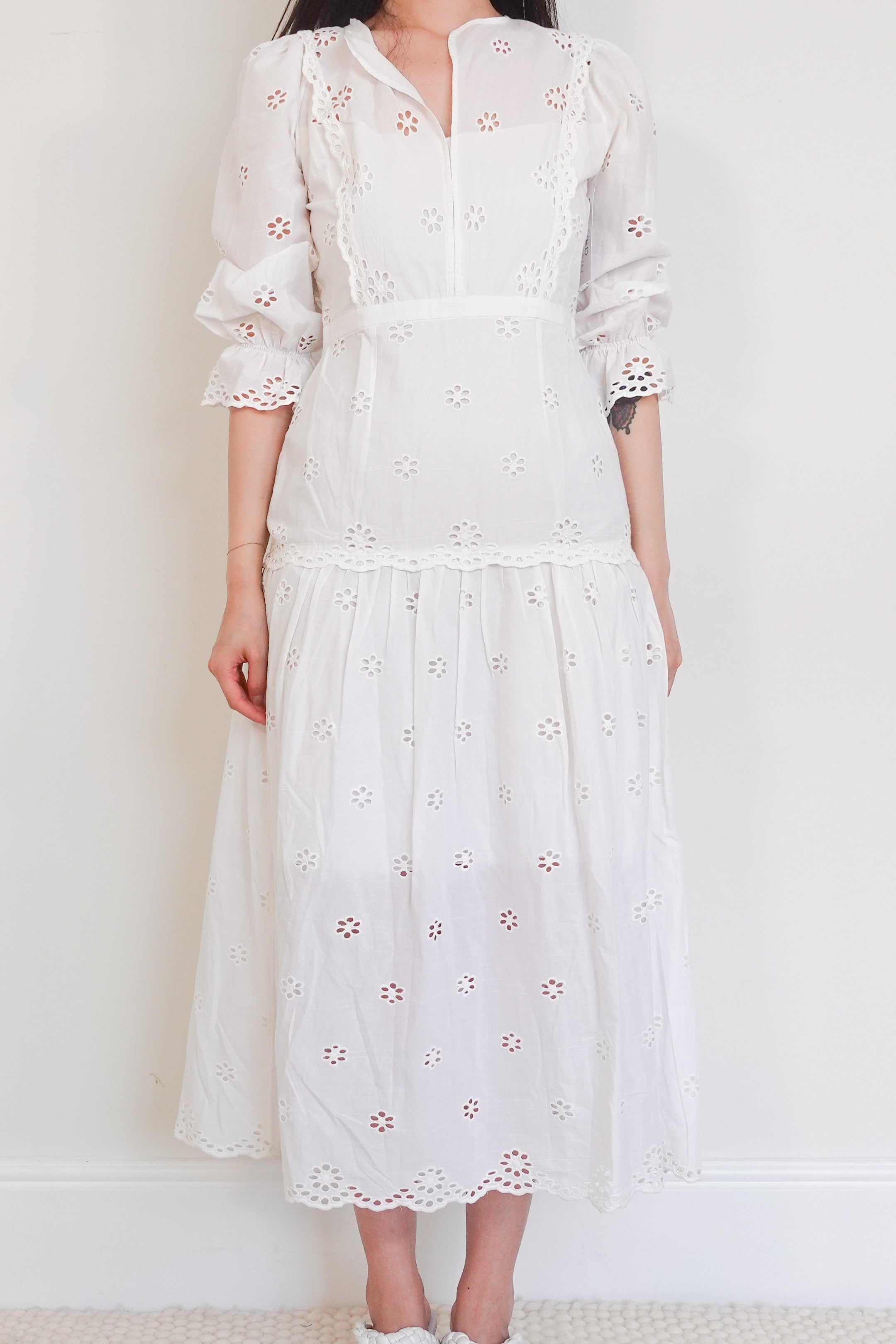 White floral broderie dress RRP £300