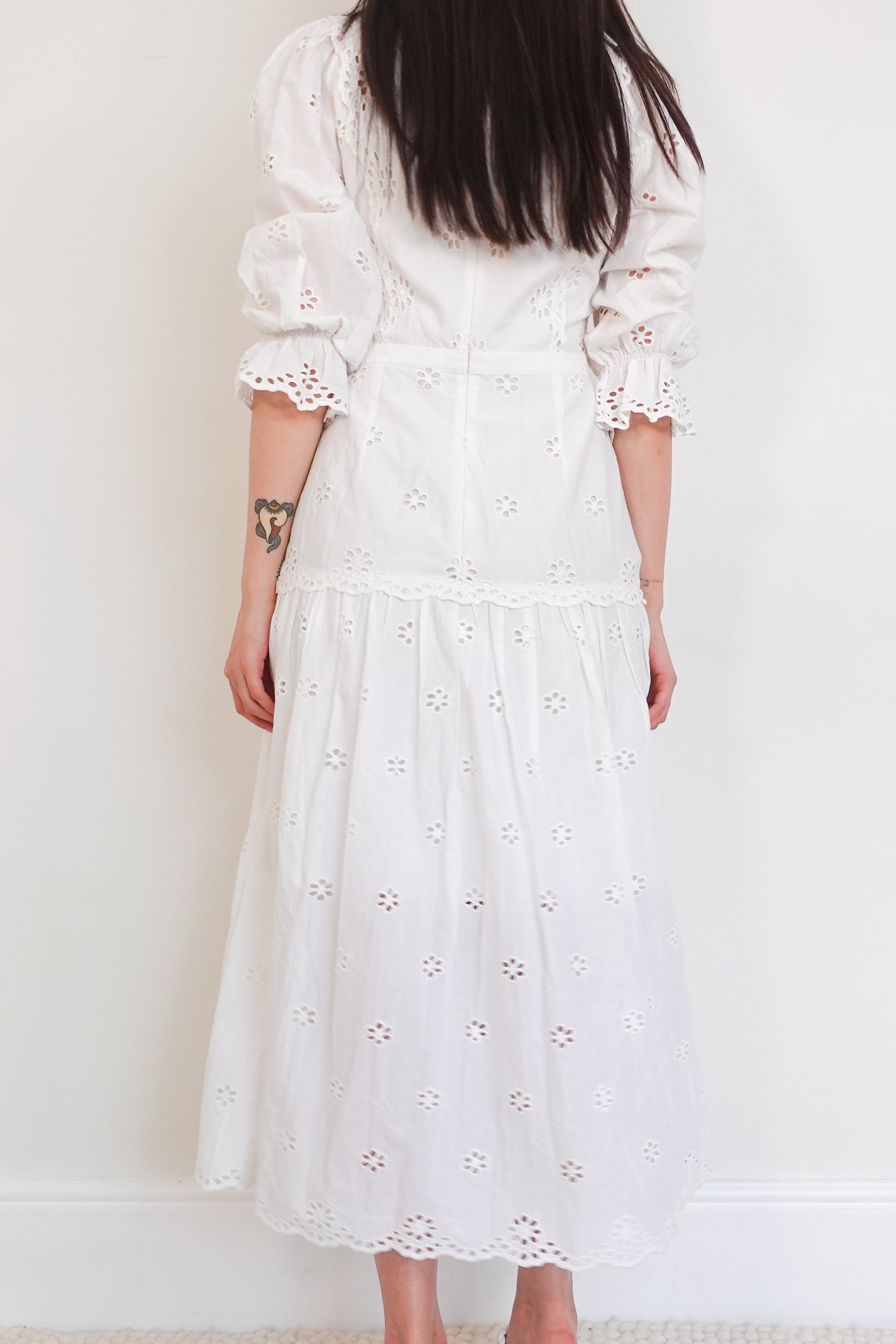 White floral broderie dress RRP £300