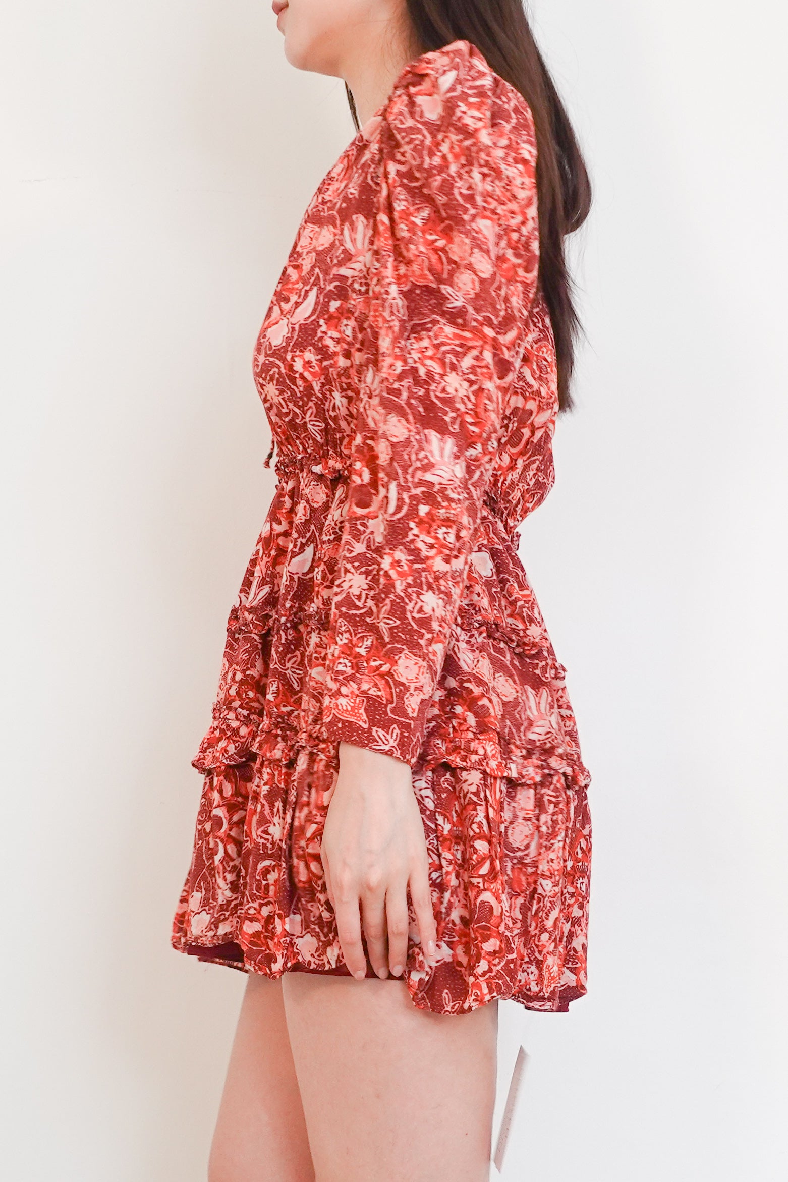 Red batik mini dress RRP £380