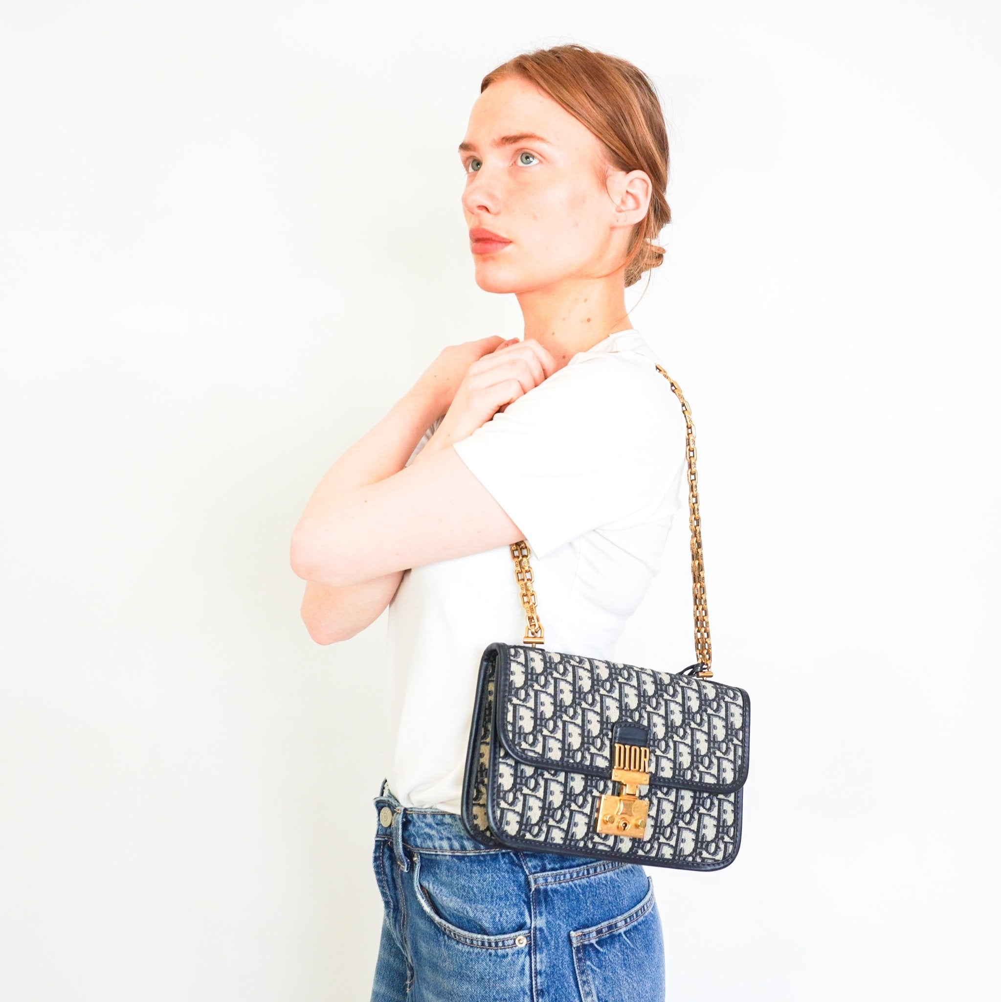 Dior Blue Oblique Canvas Dioraddict Medium Flap Bag RRP £2900 | Authentic Preloved