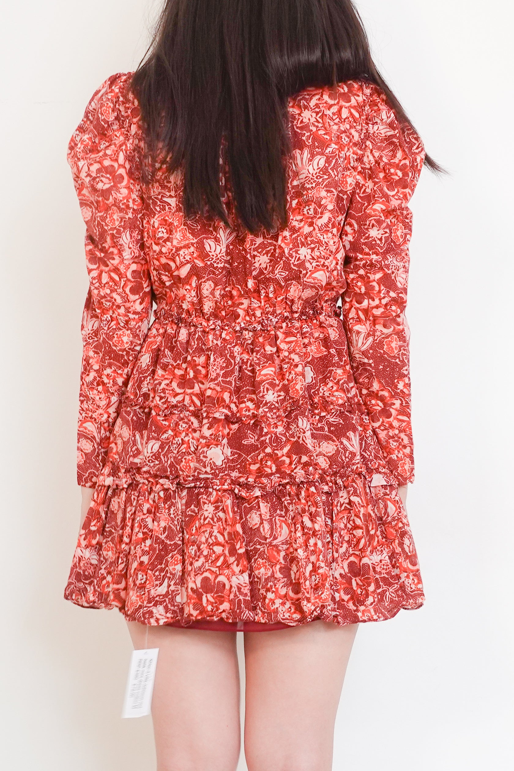 Red batik mini dress RRP £380