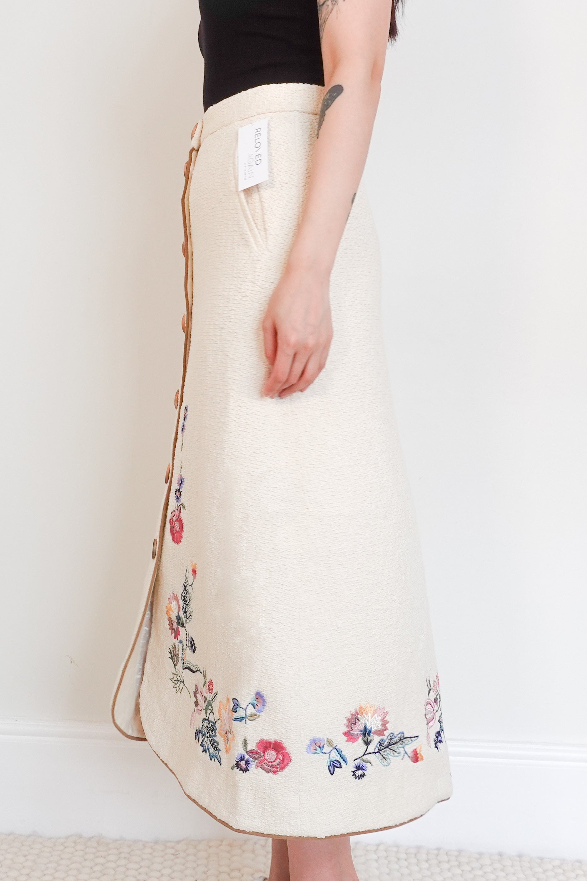 Embroidered floral midi skirt RRP £125