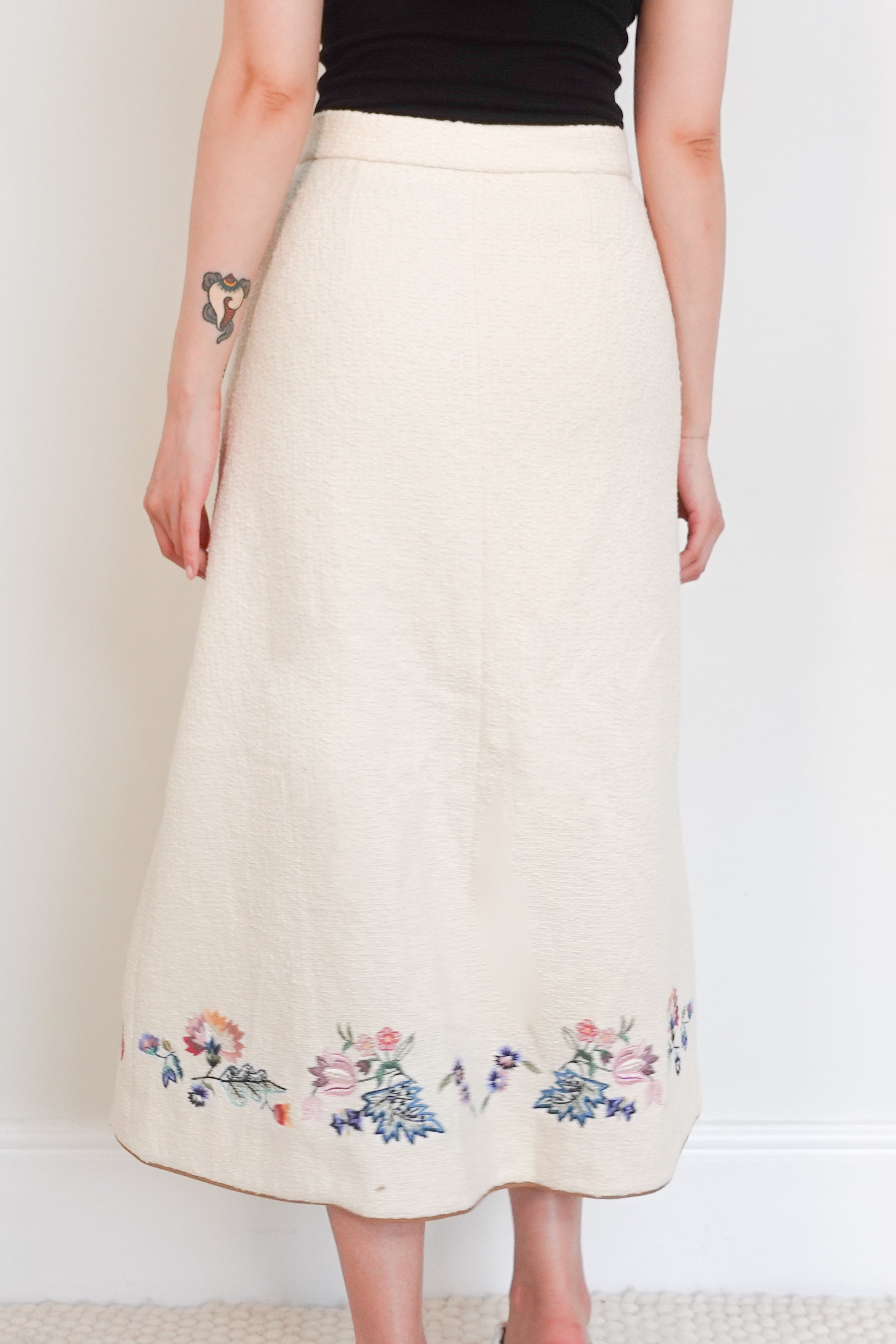 Embroidered floral midi skirt RRP £125