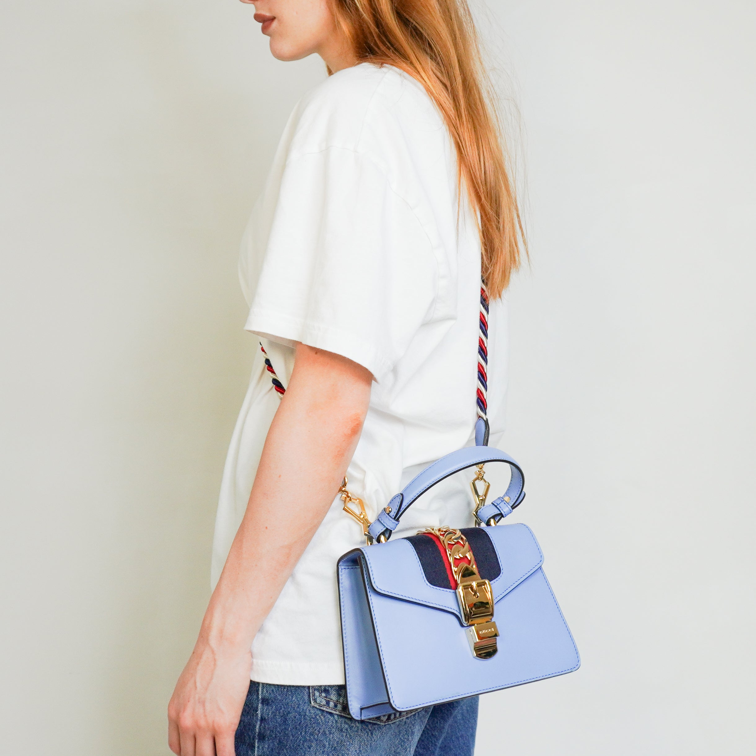 Gucci Blue Sylvie Small Top Handle Bag (RRP £2500) | Authentic Preloved