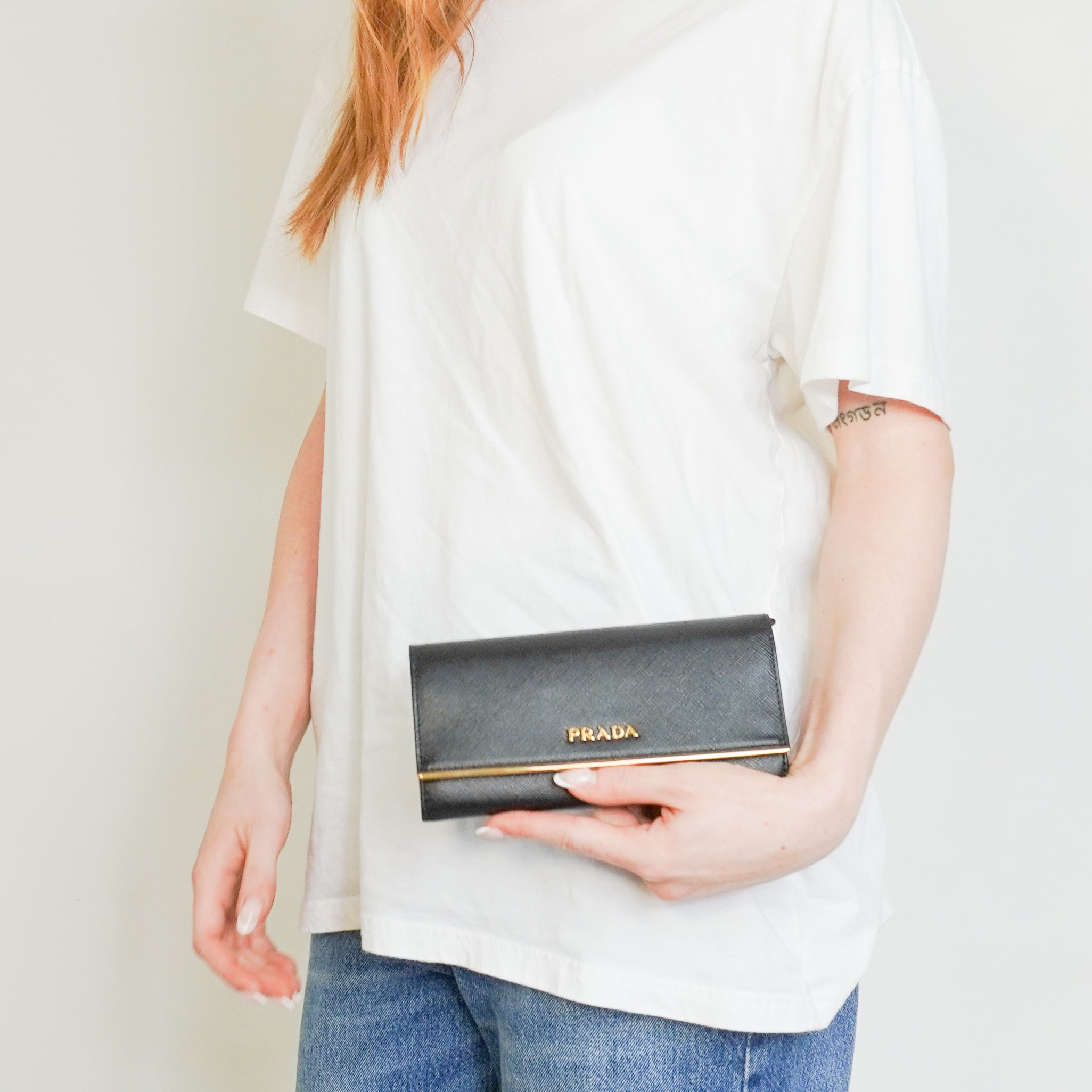 Prada Black Saffiano Leather Clutch Wallet (RRP £740) | Authentic Preloved