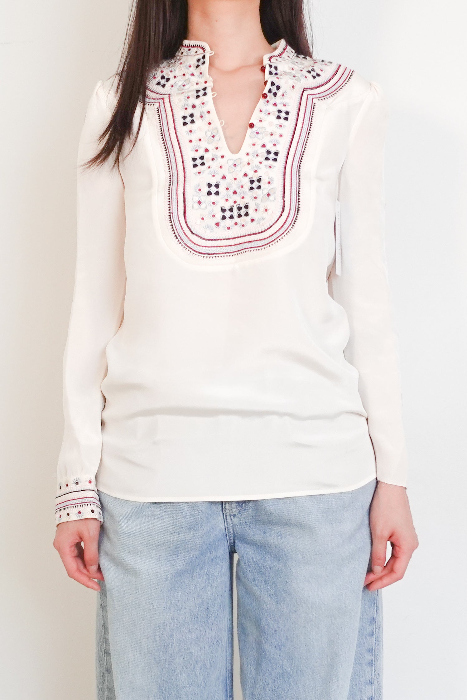 White embroidery long sleeve top RRP £125