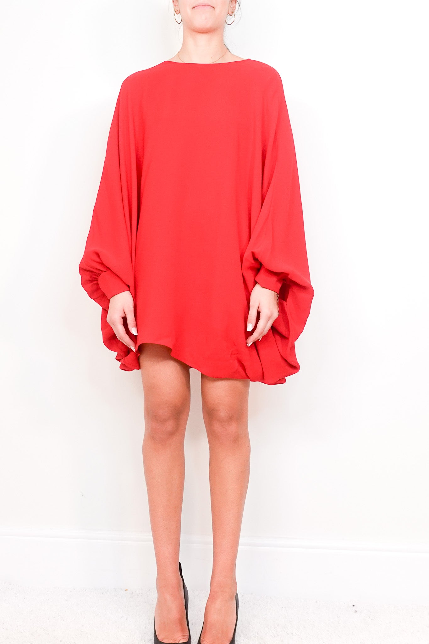 CAPED RED MINI DRESS S RRP £2000