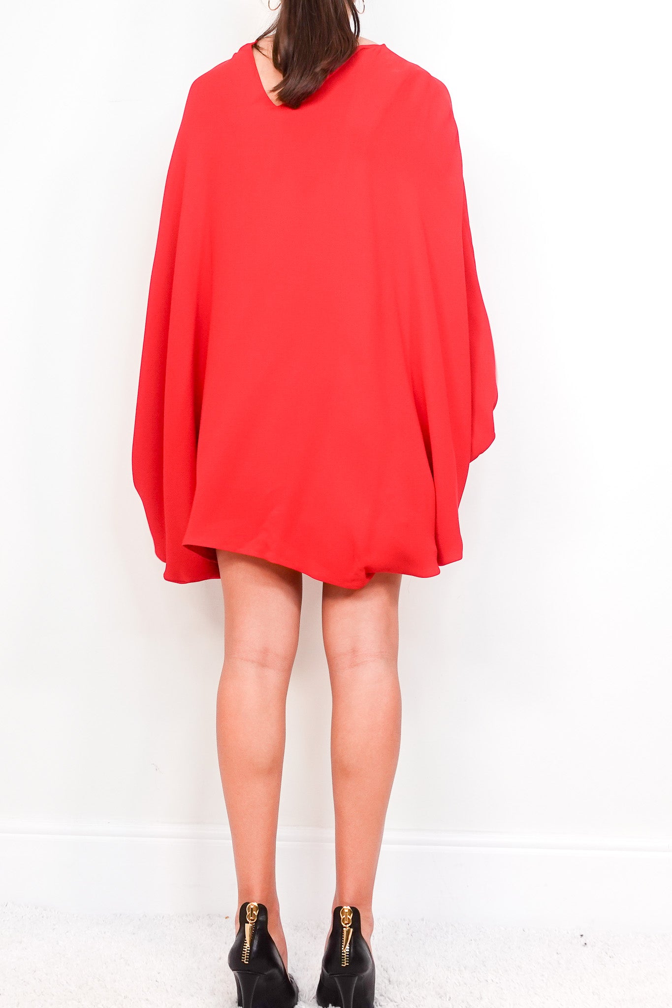 CAPED RED MINI DRESS S RRP £2000