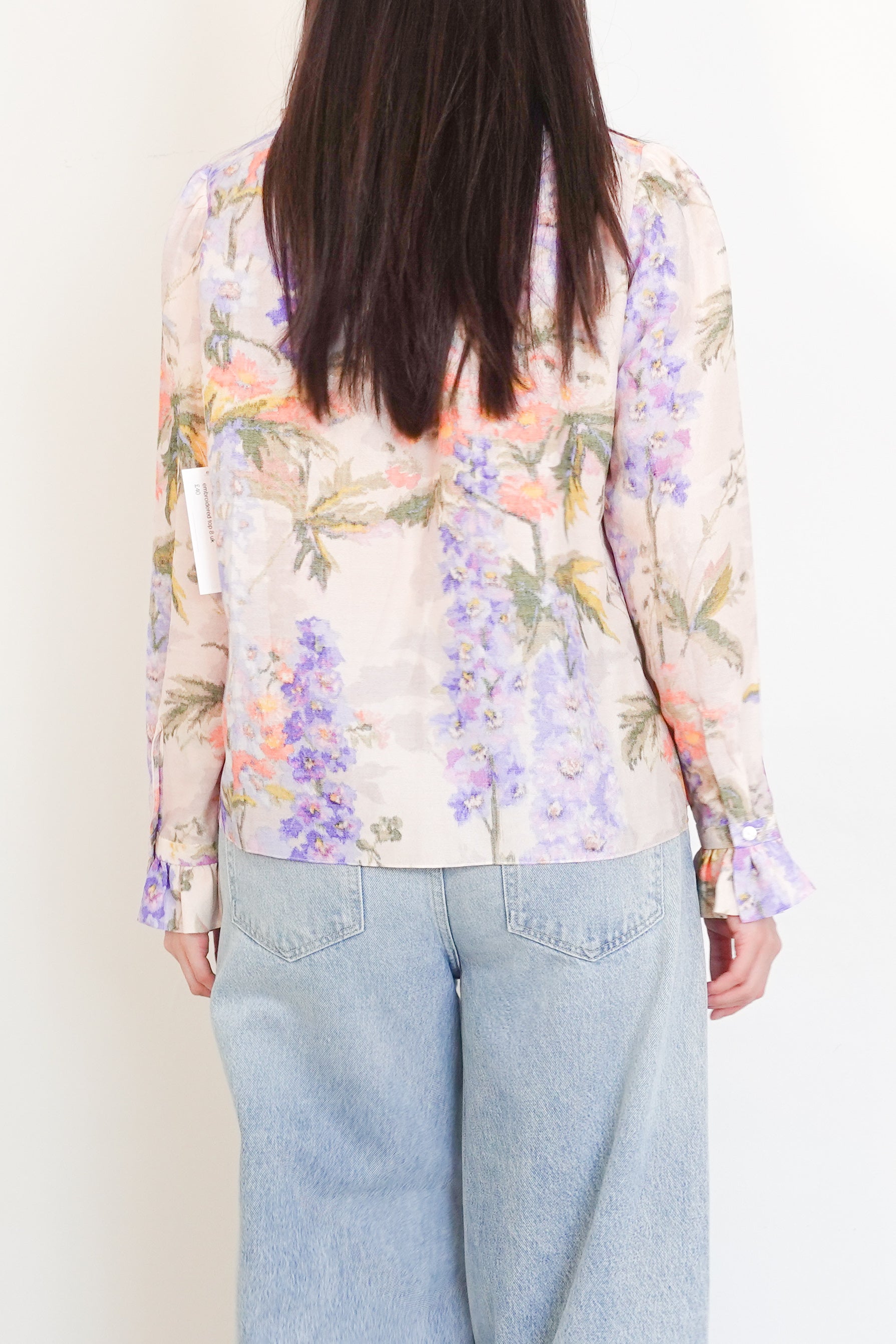 Pink floral button blouse RRP £125