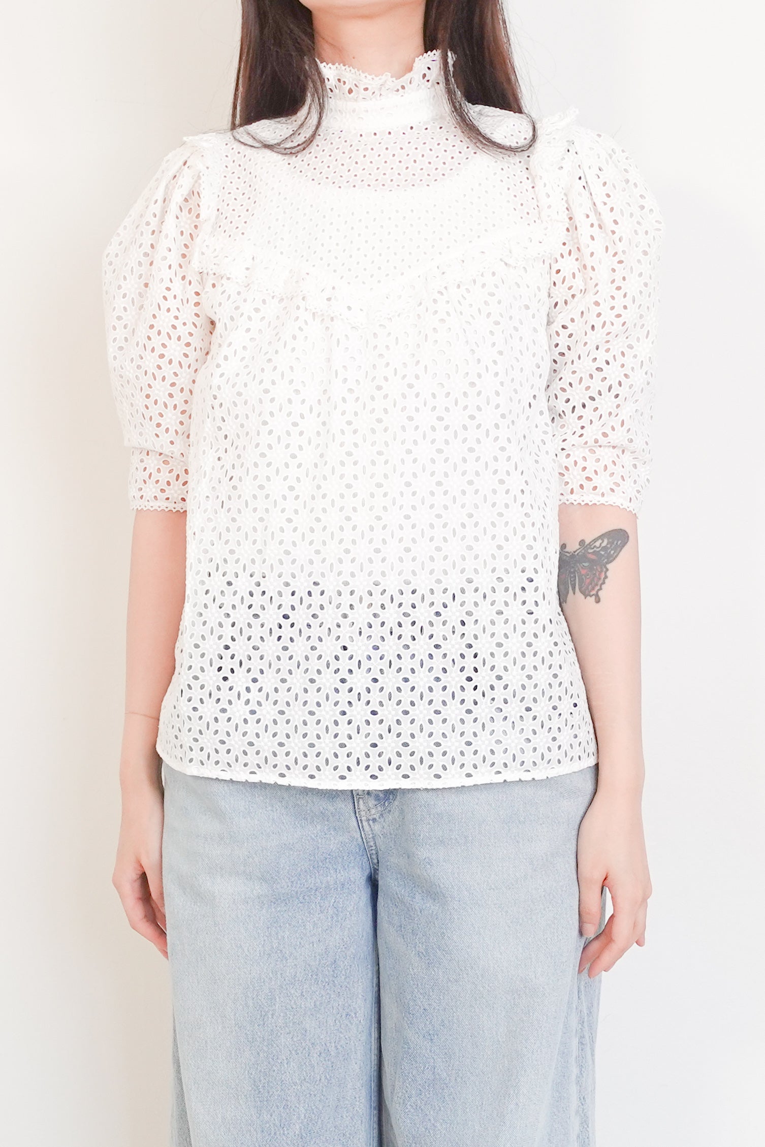 White floral embroidery top RRP £125