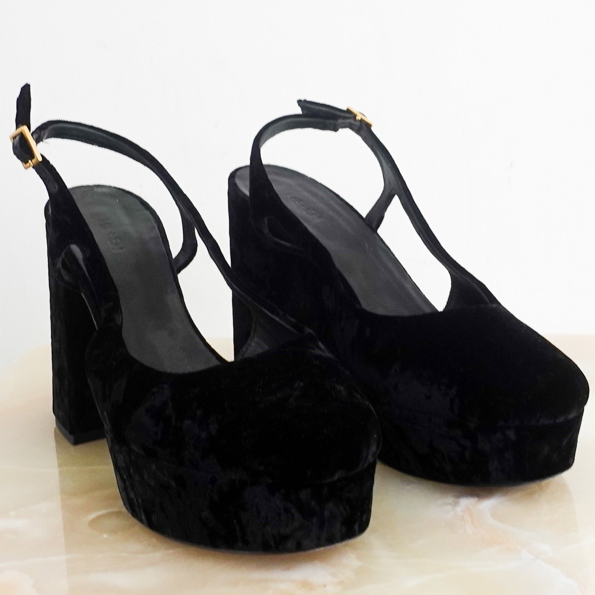 Black velvet sandals RRP £350