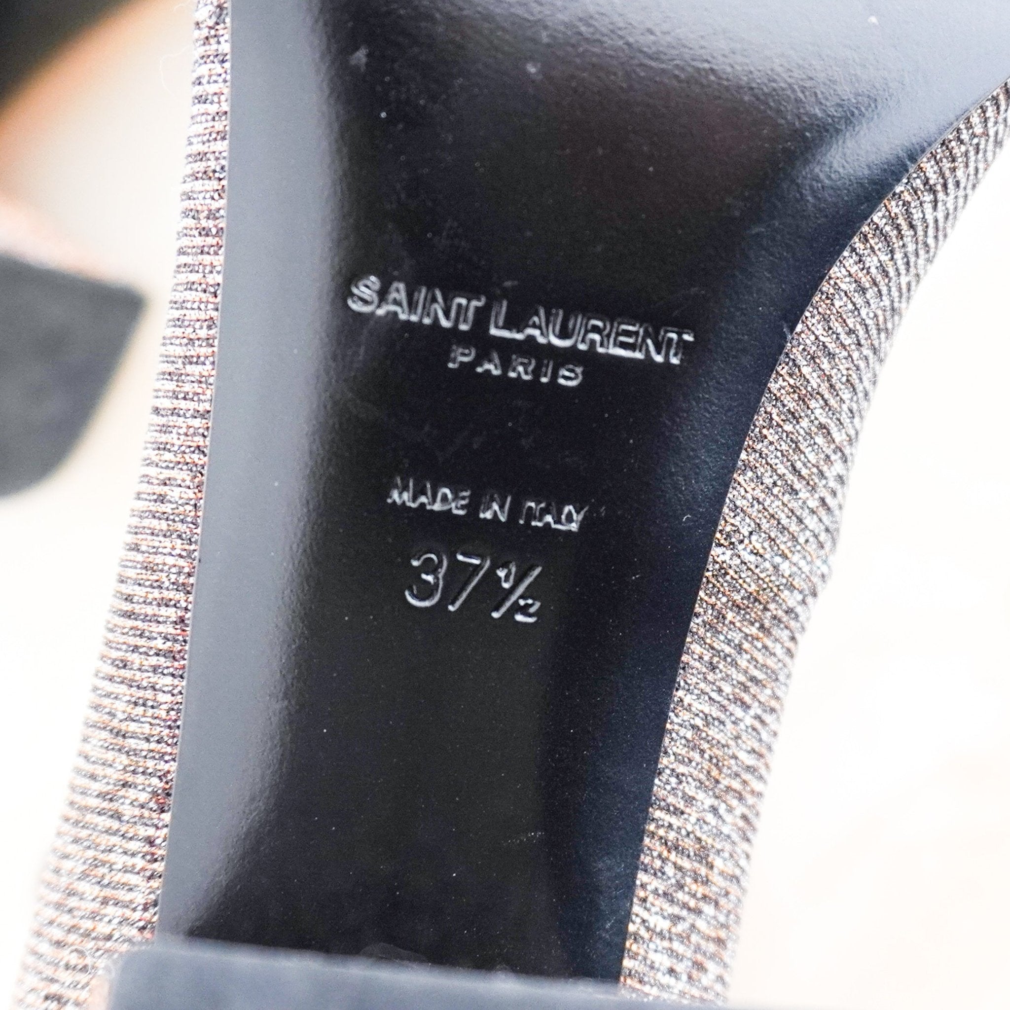 Saint Laurent Silver & Gold Babies Glitter Heels RRP £899 | Authentic Preloved - Reloved Again