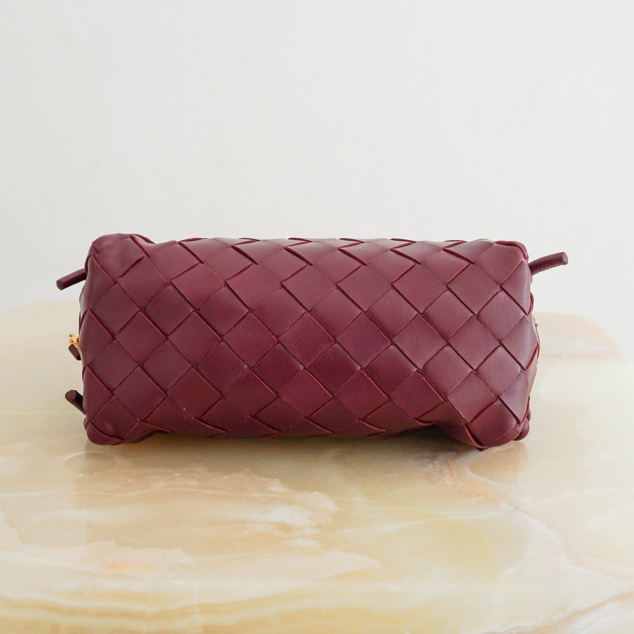Bottega Veneta Intreciatto Concert Crossbody Bag in Burgundy (RRP £1730) | Authentic Preloved - Reloved Again