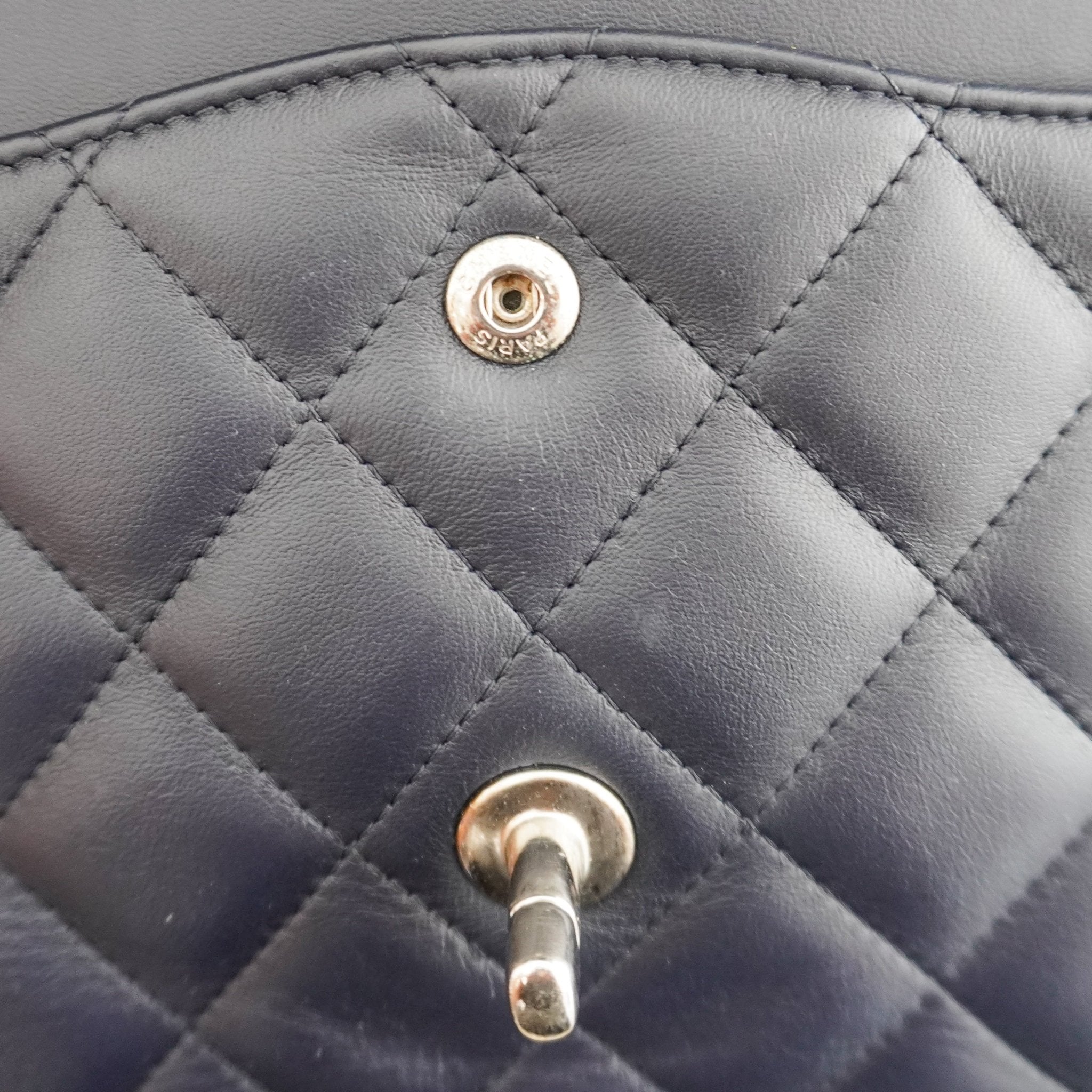 Chanel Large Classic Double Flap Bag Navy Matte Lambskin with Silver Hardware (RRP £9500) | Authentic Preloved - Reloved Again