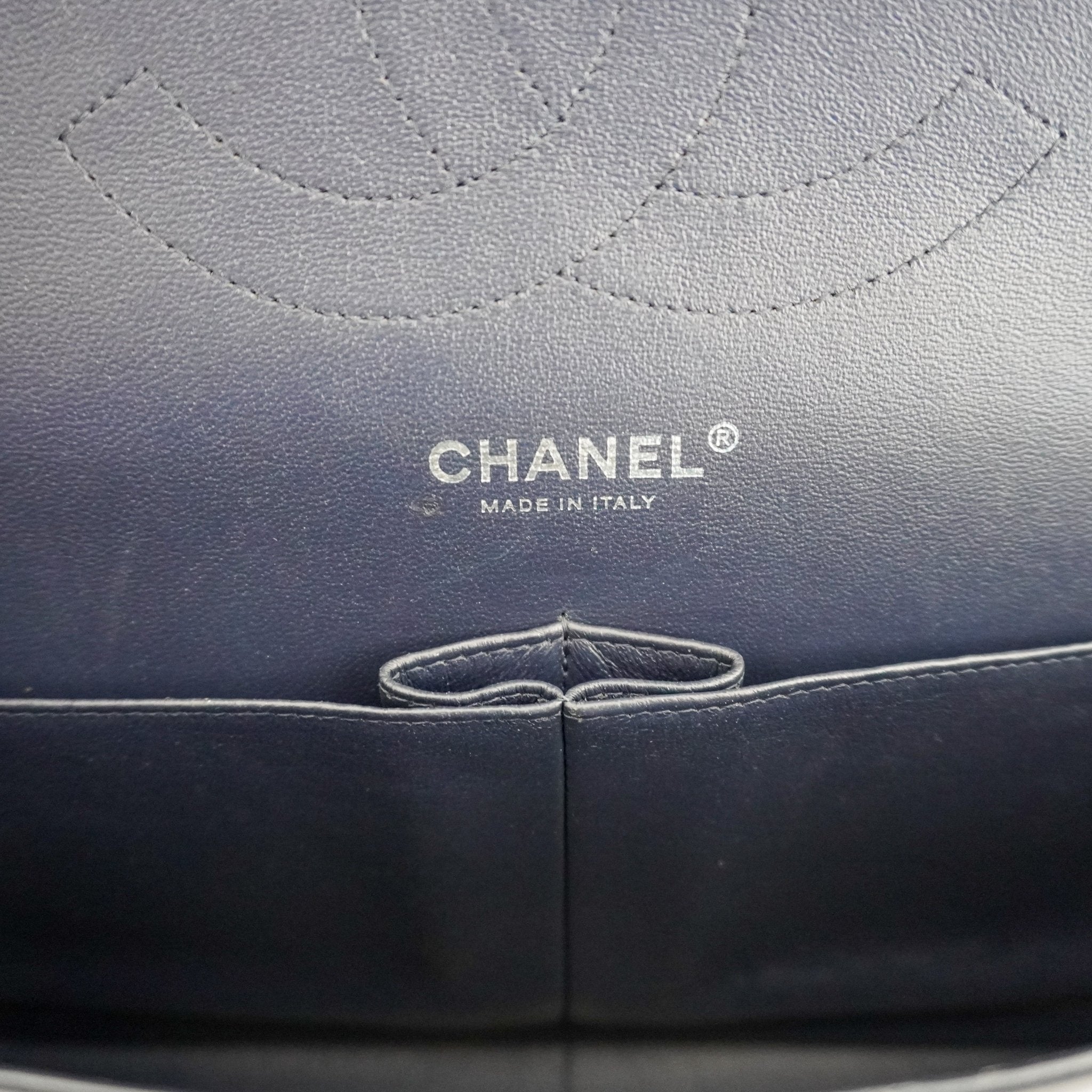 Chanel Large Classic Double Flap Bag Navy Matte Lambskin with Silver Hardware (RRP £9500) | Authentic Preloved - Reloved Again